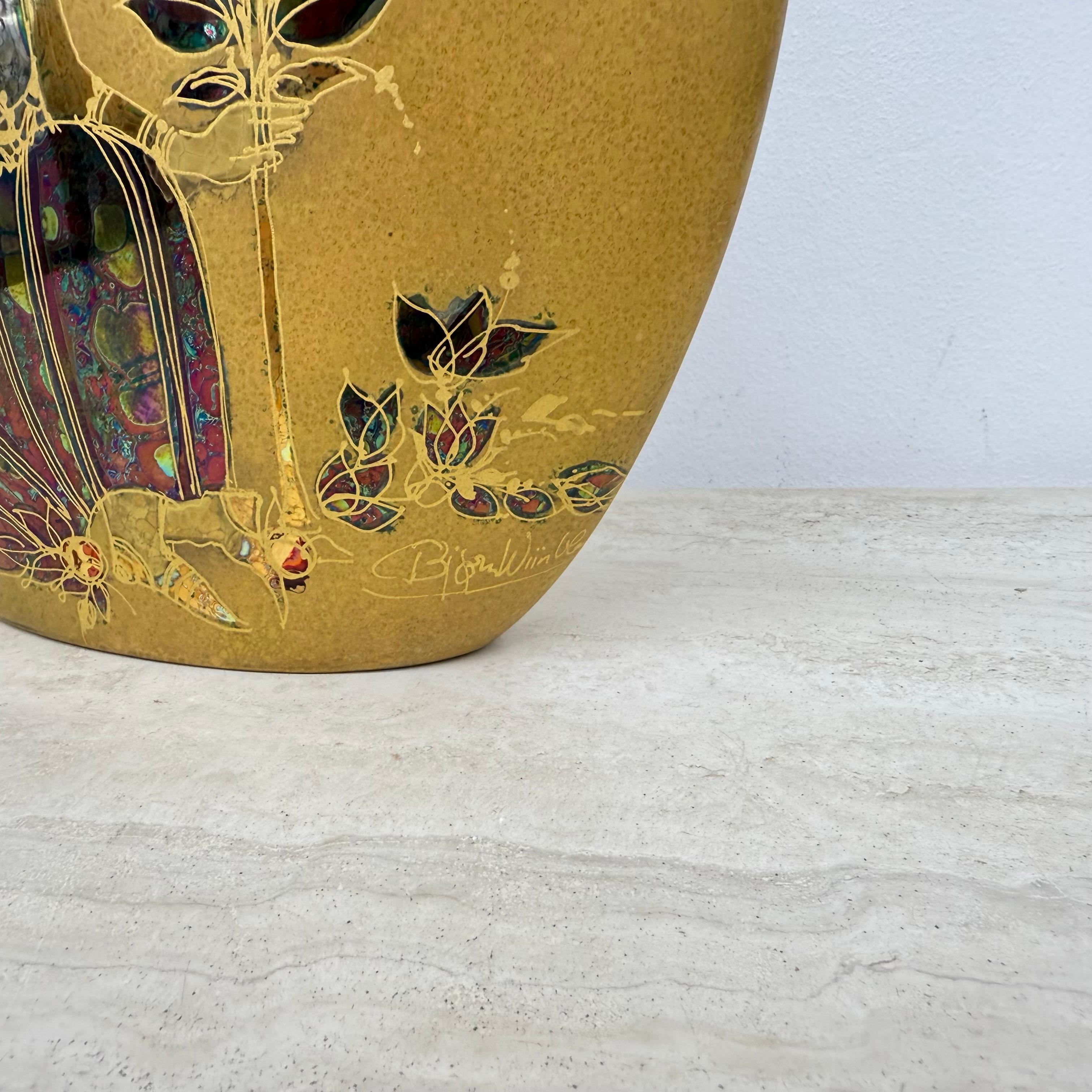 Rare vase Bjørn Wiinblad pour Rosenthal, décor doré, années 1970

