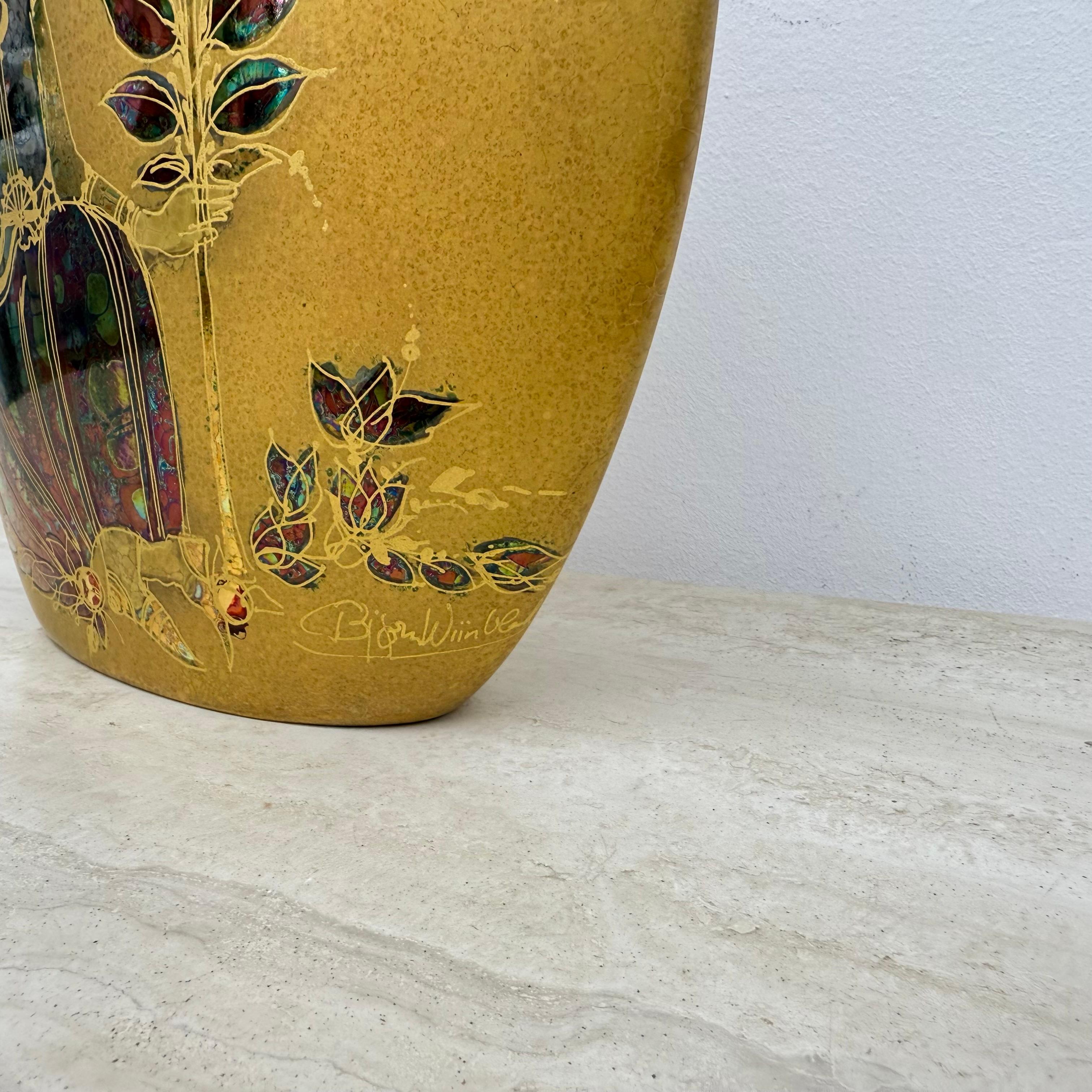 Mid-Century Modern Rare vase Bjørn Wiinblad pour Rosenthal, décor doré, années 1970 en vente