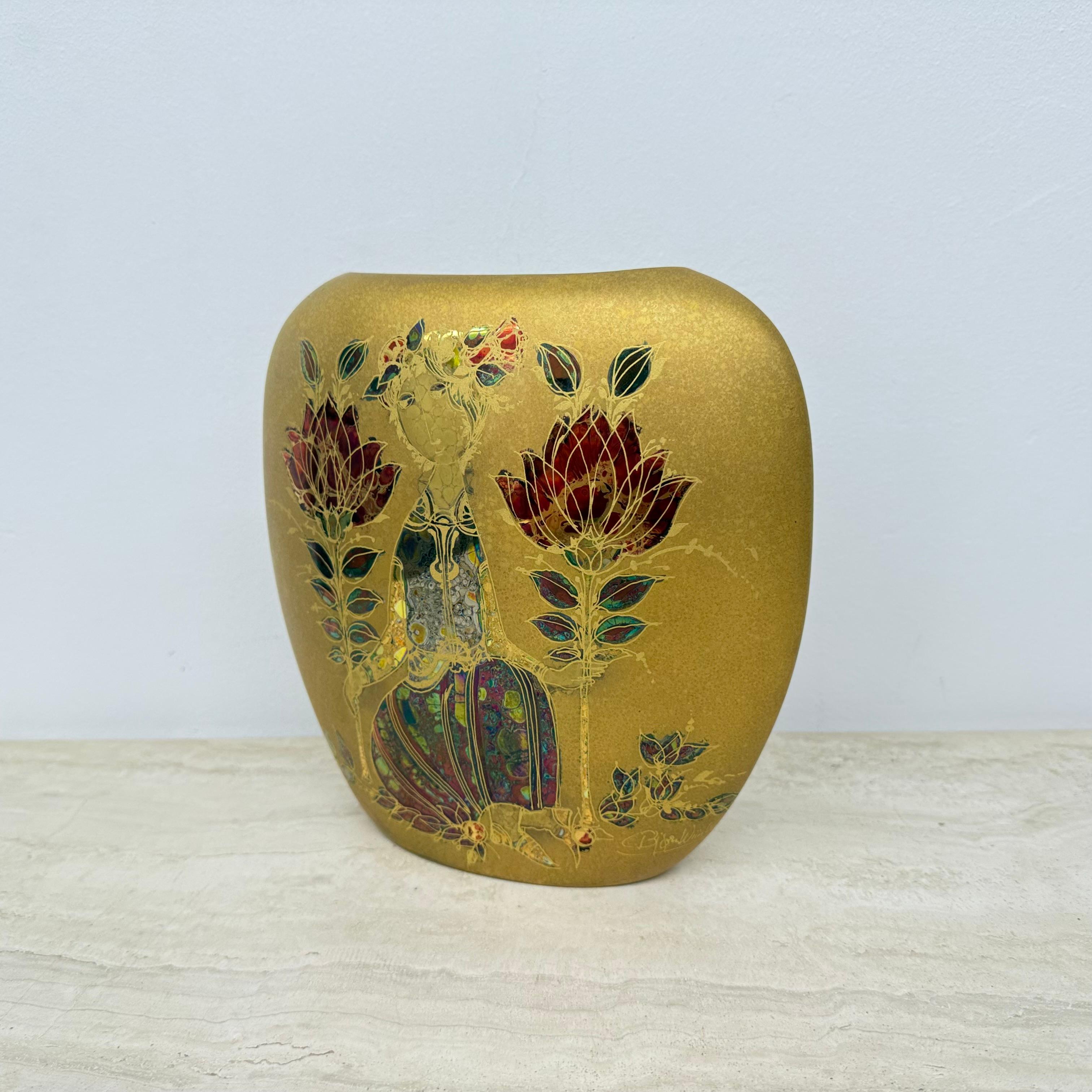 Fin du 20e siècle Rare vase Bjørn Wiinblad pour Rosenthal, décor doré, années 1970 en vente