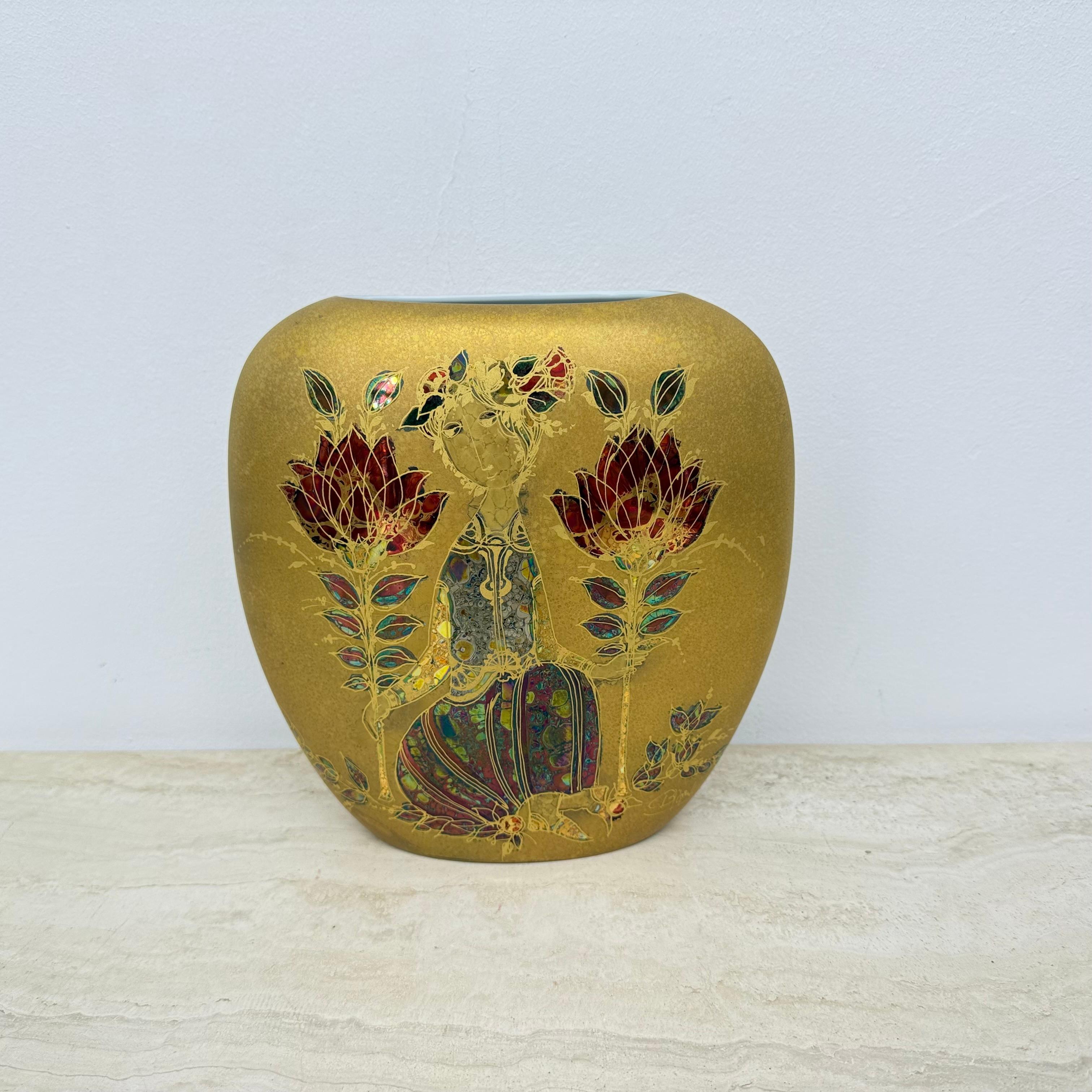 Rare vase Bjørn Wiinblad pour Rosenthal, décor doré, années 1970 en vente 1