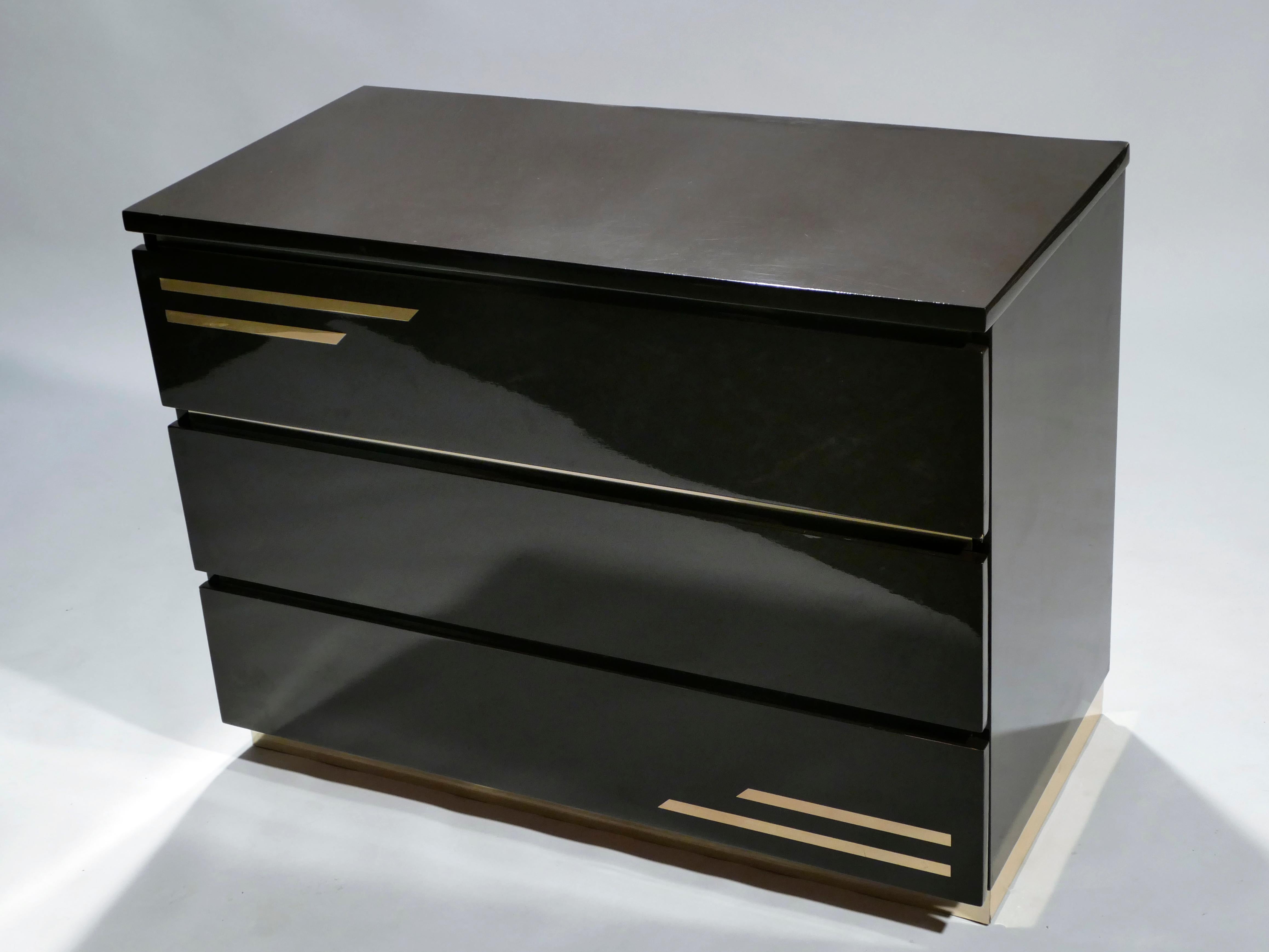 black and brass chest of drawers