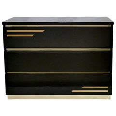 Rare black and Brass Chest of Drawers by J.C. Mahey, 1970s