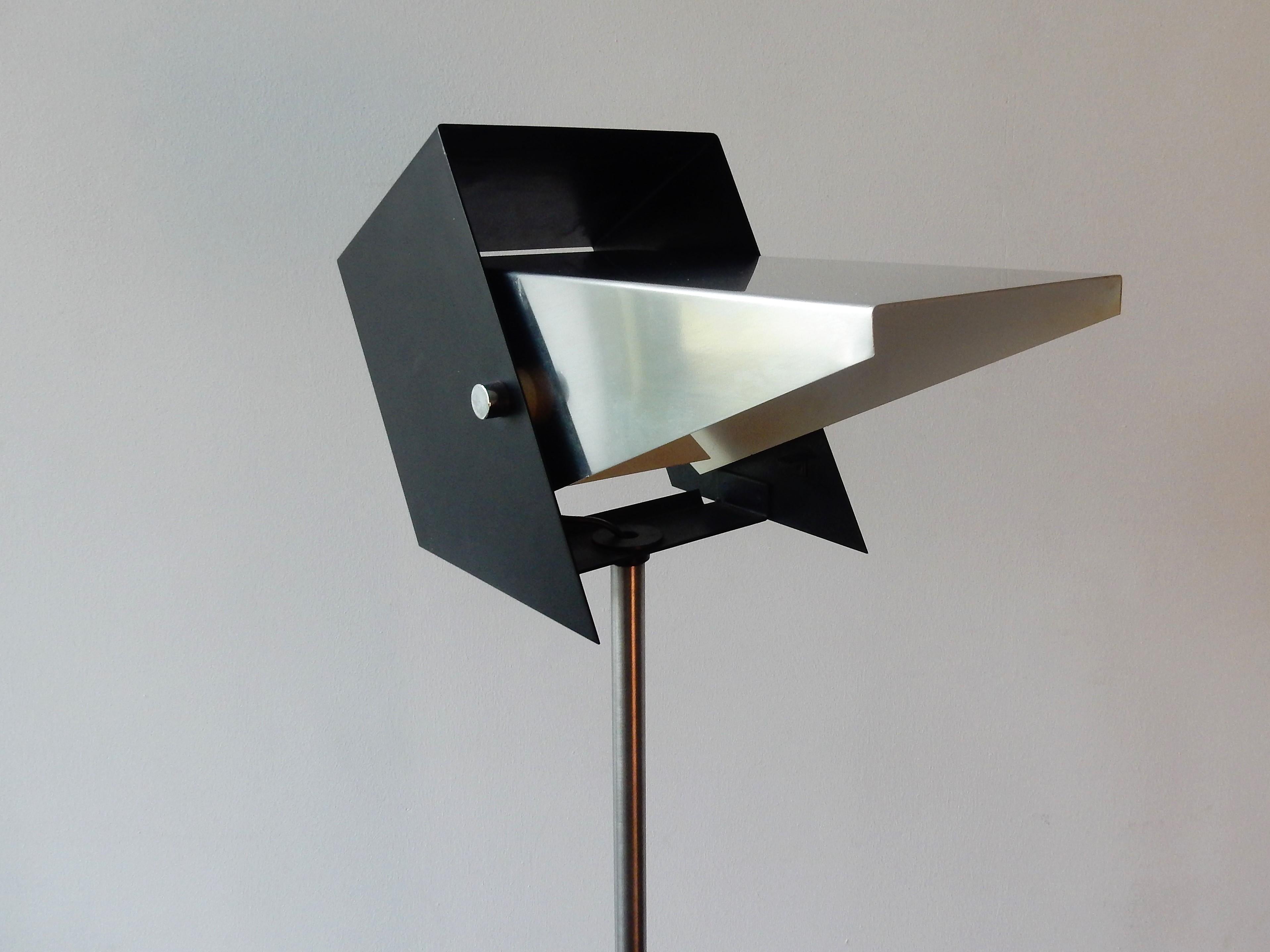 Mid-Century Modern Rare Black and Metal Adjustable Floor Lamp for Lyfa, 1950s-1960s For Sale