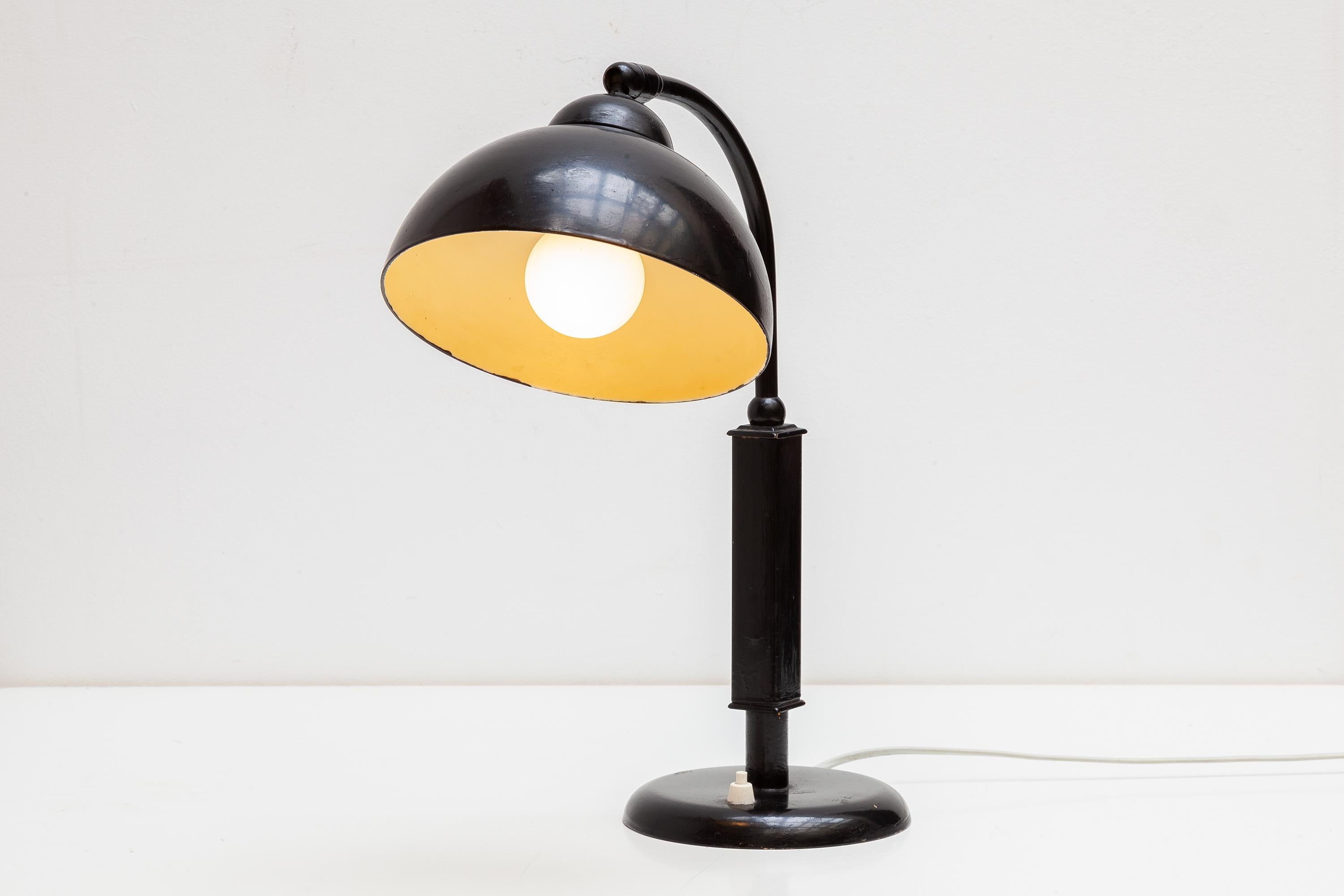 German Rare Black Bauhaus Desk lamp designed by Cristian Dell by Kaiser 1930s  For Sale