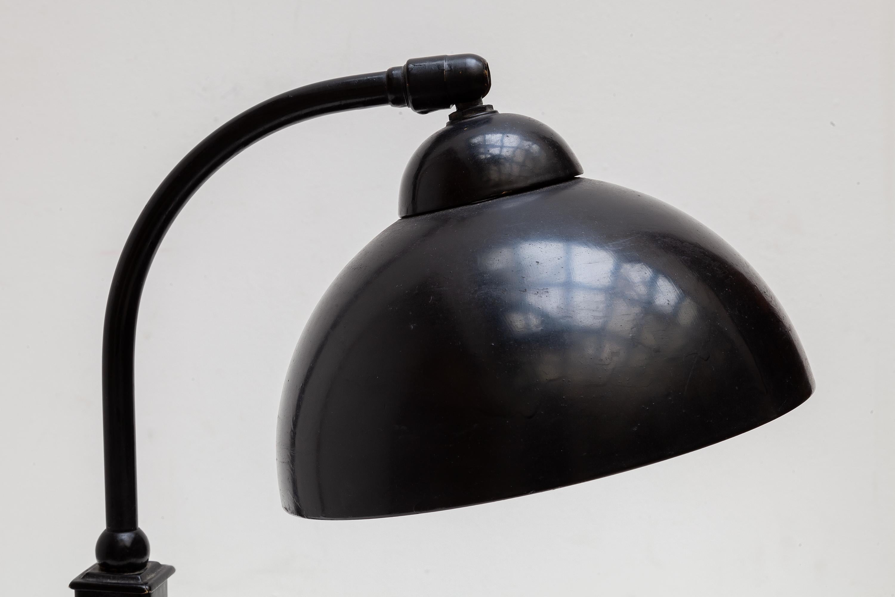 Bakelite Rare Black Bauhaus Desk lamp designed by Cristian Dell by Kaiser 1930s For Sale