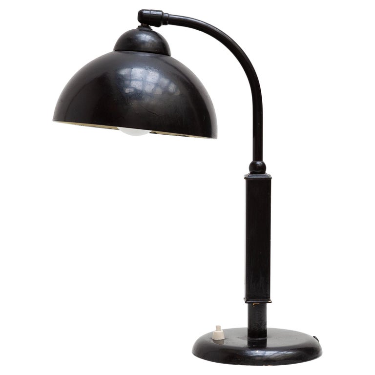 Rare Black Bauhaus Desk lamp designed by Cristian Dell by Kaiser 1930s