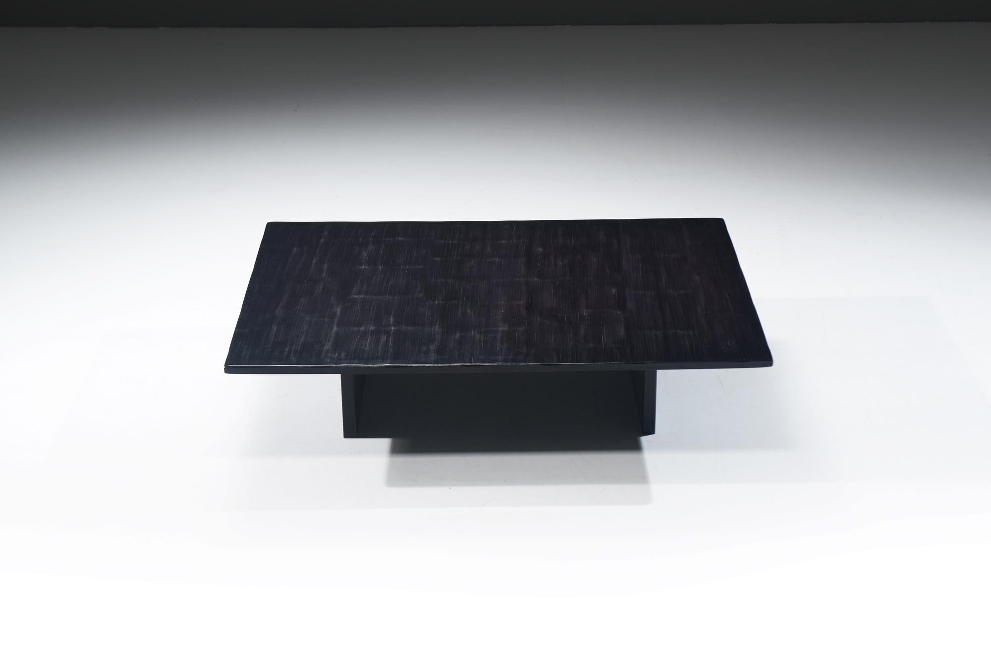 Rare Black Custom Bamboo Japandi Coffee Table by Axel Vervoordt