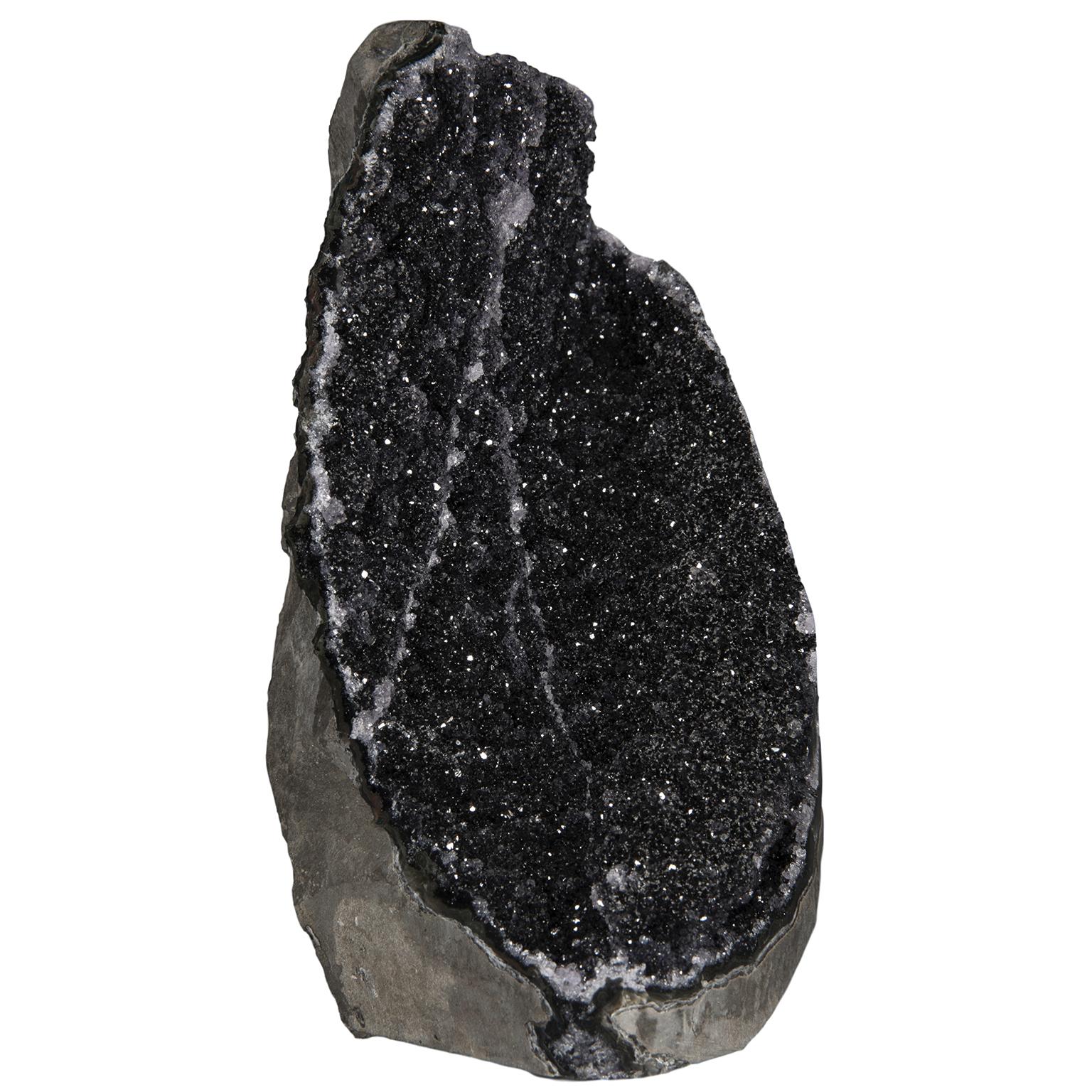 Uruguayan Rare Black Druzy Quartz Crystal Formation