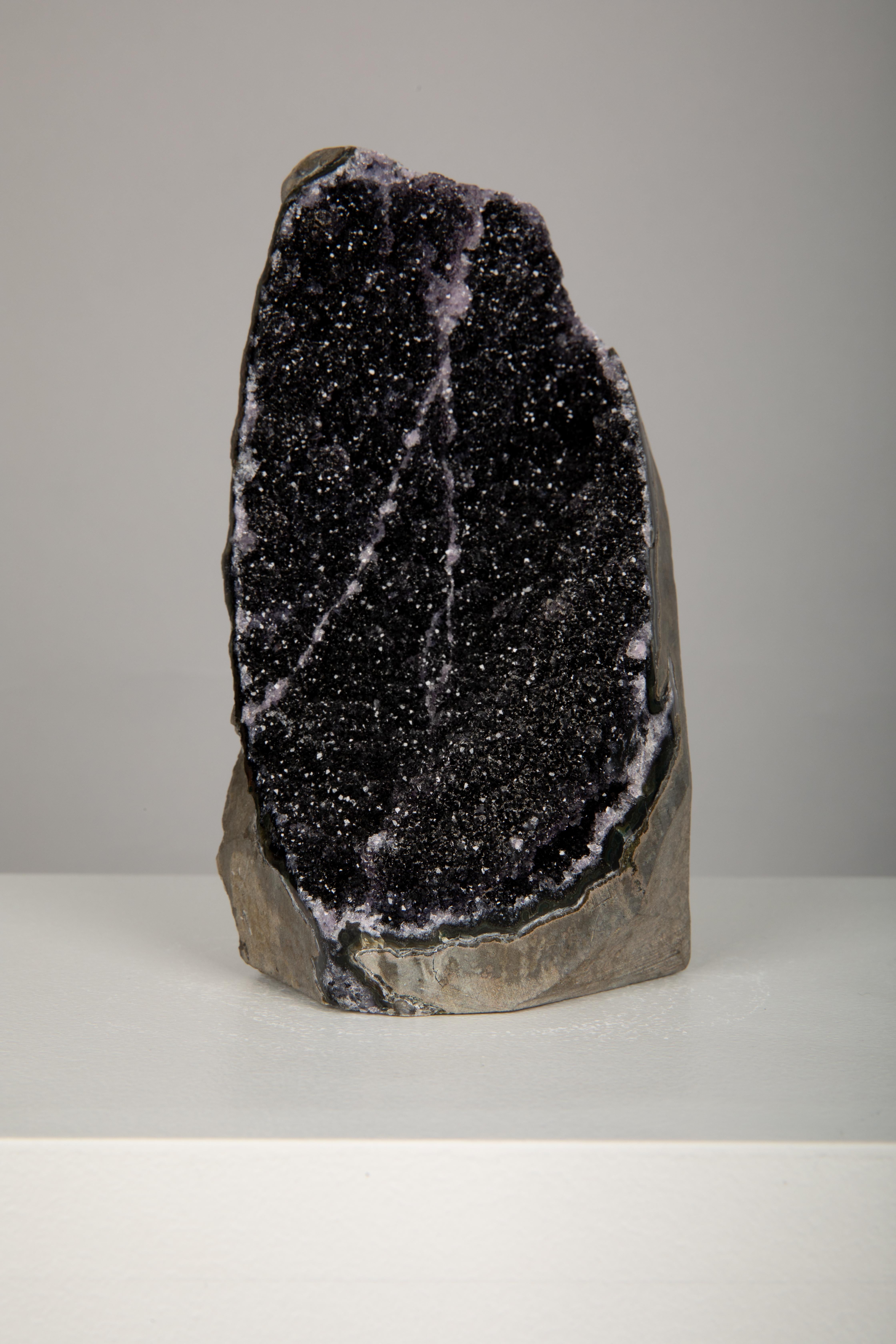 Rare Black Druzy Quartz Crystal Formation In Excellent Condition In London, GB