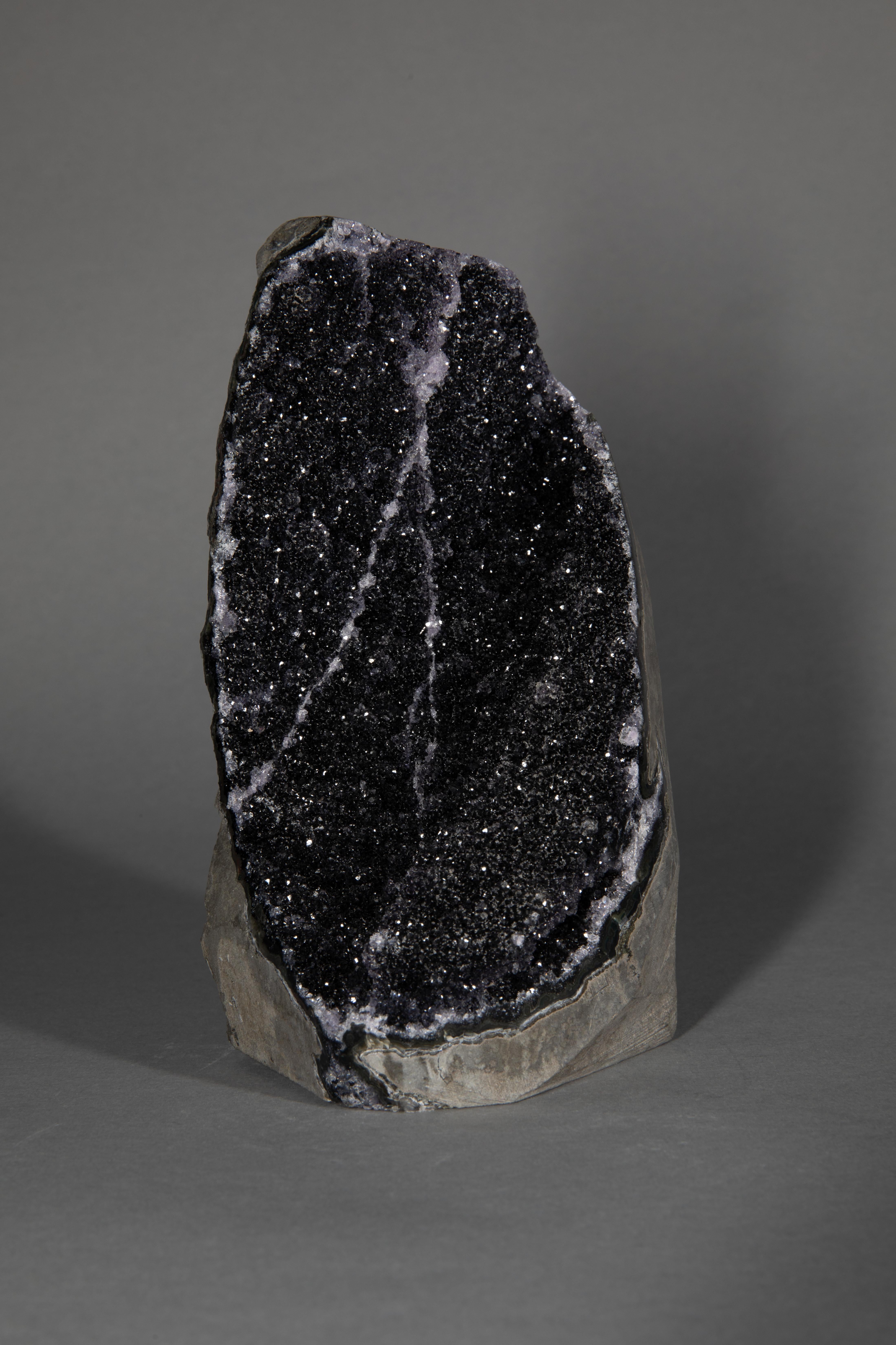 18th Century and Earlier Rare Black Druzy Quartz Crystal Formation
