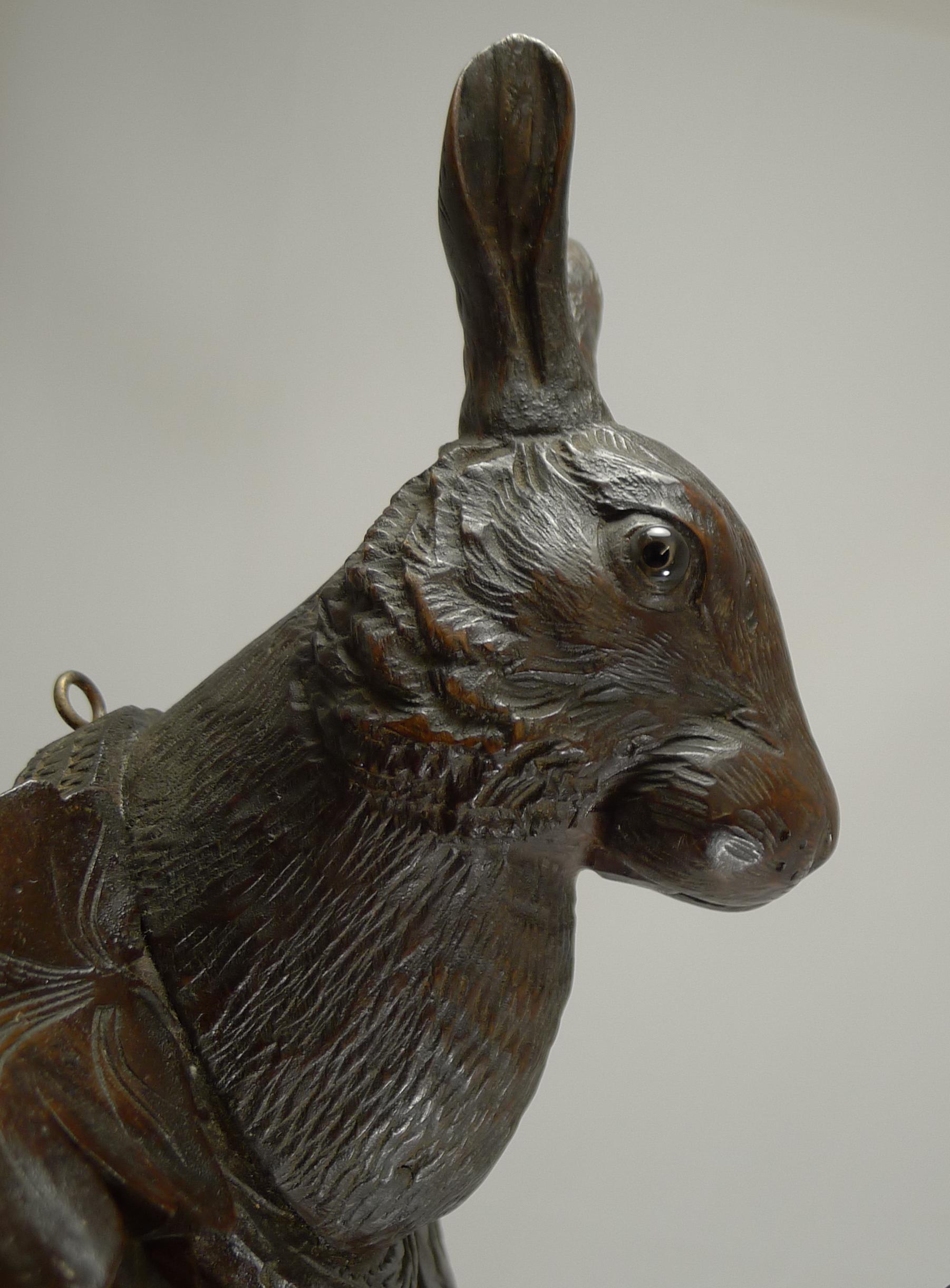 Rare Black Forest Hare or Rabbit Wall Rack, circa 1890 1