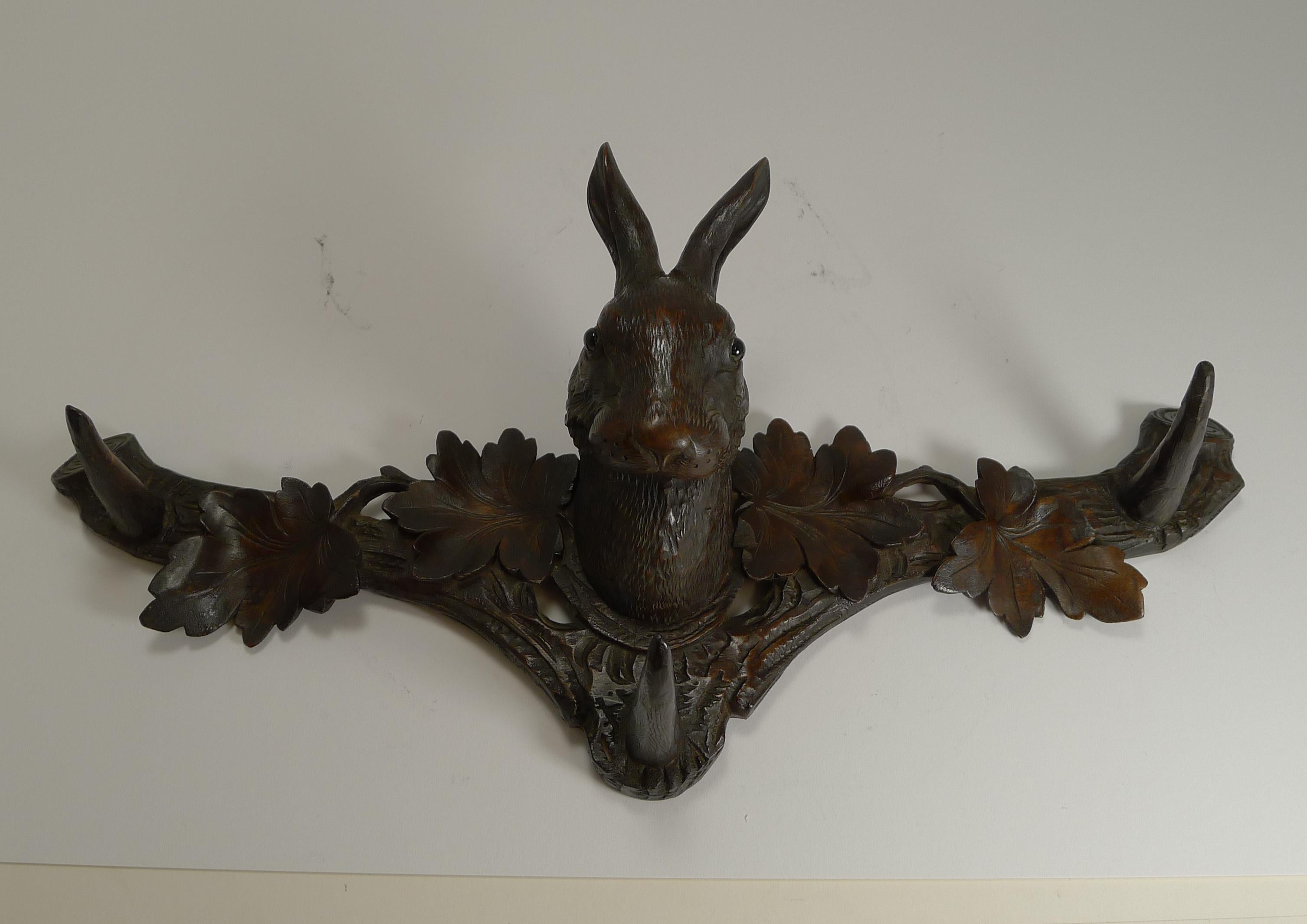 Rare Black Forest Hare or Rabbit Wall Rack, circa 1890 3