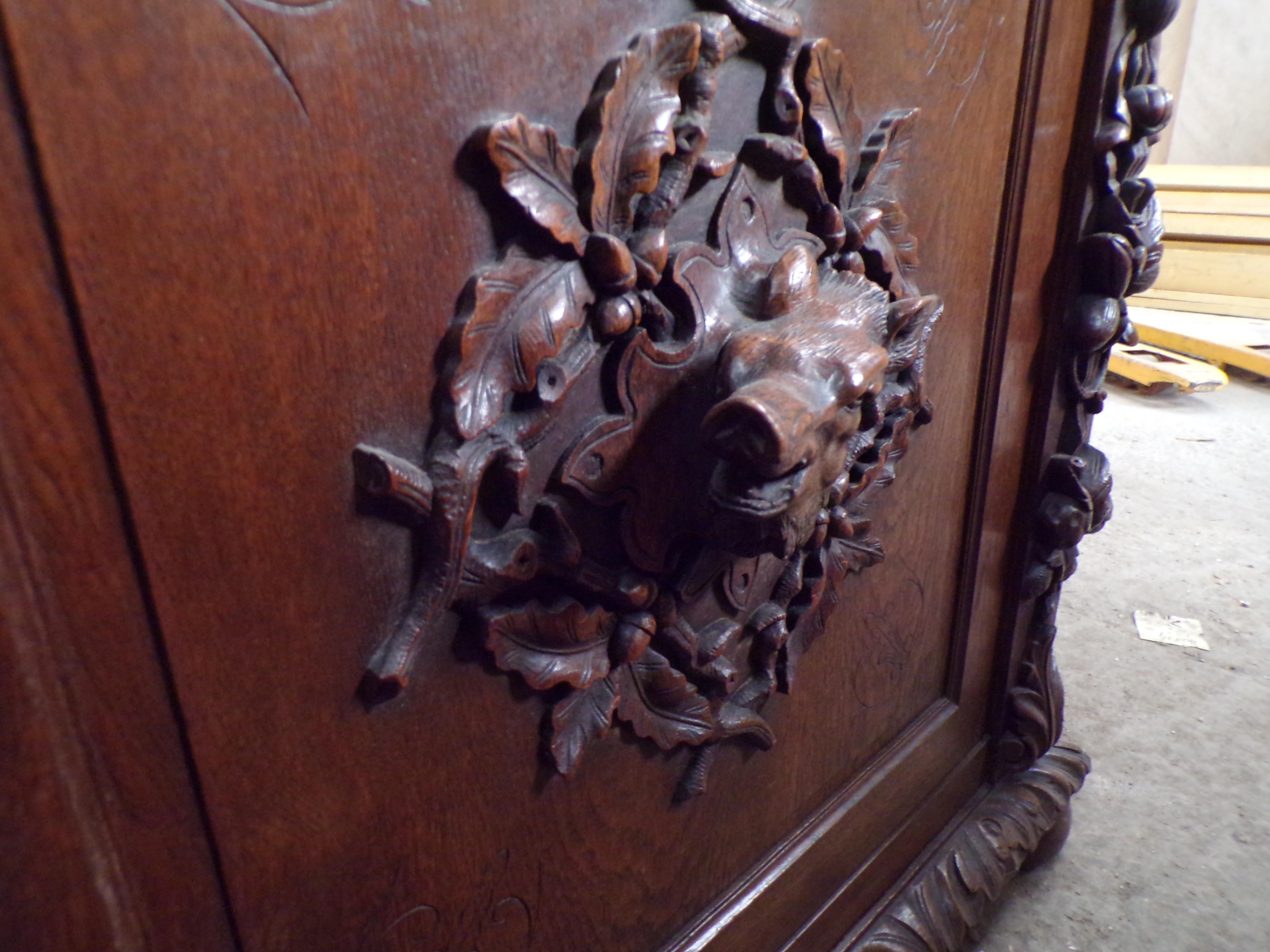 Rare Black Forest Hunts Sideboard or Buffet, circa 1880 For Sale 2