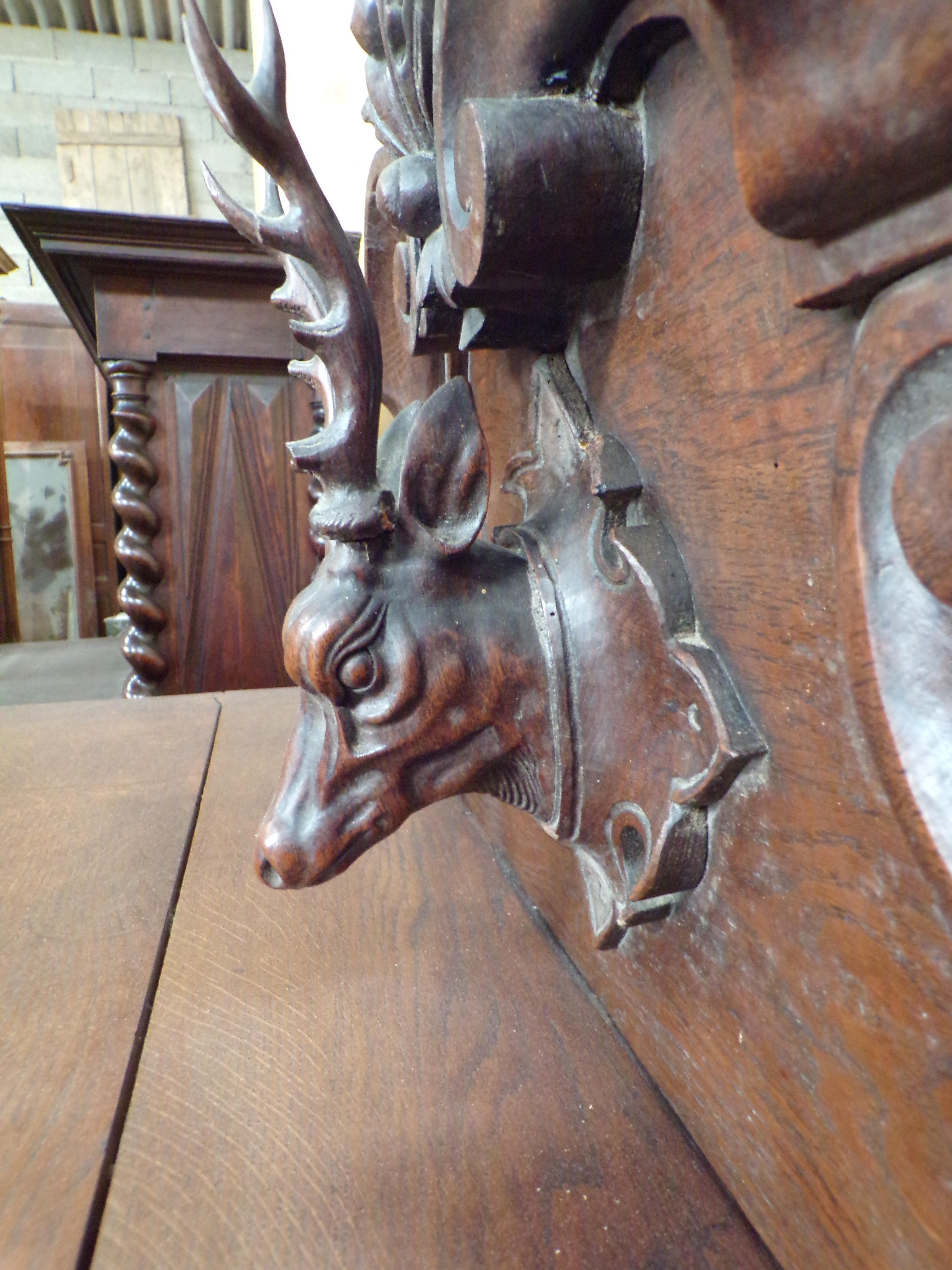 Oak Rare Black Forest Hunts Sideboard or Buffet, circa 1880 For Sale