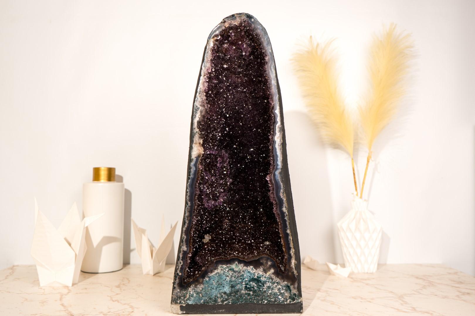Rare Aesthetical Amethyst Geode with Black Galaxy Druzy, Moss Agate and Calcite Inclusions

▫️ Description

Gorgeous and of the finest quality, featuring rare Black Galaxy Amethyst Druzy and Flower Rosettes, this amethyst geode is a unique specimen