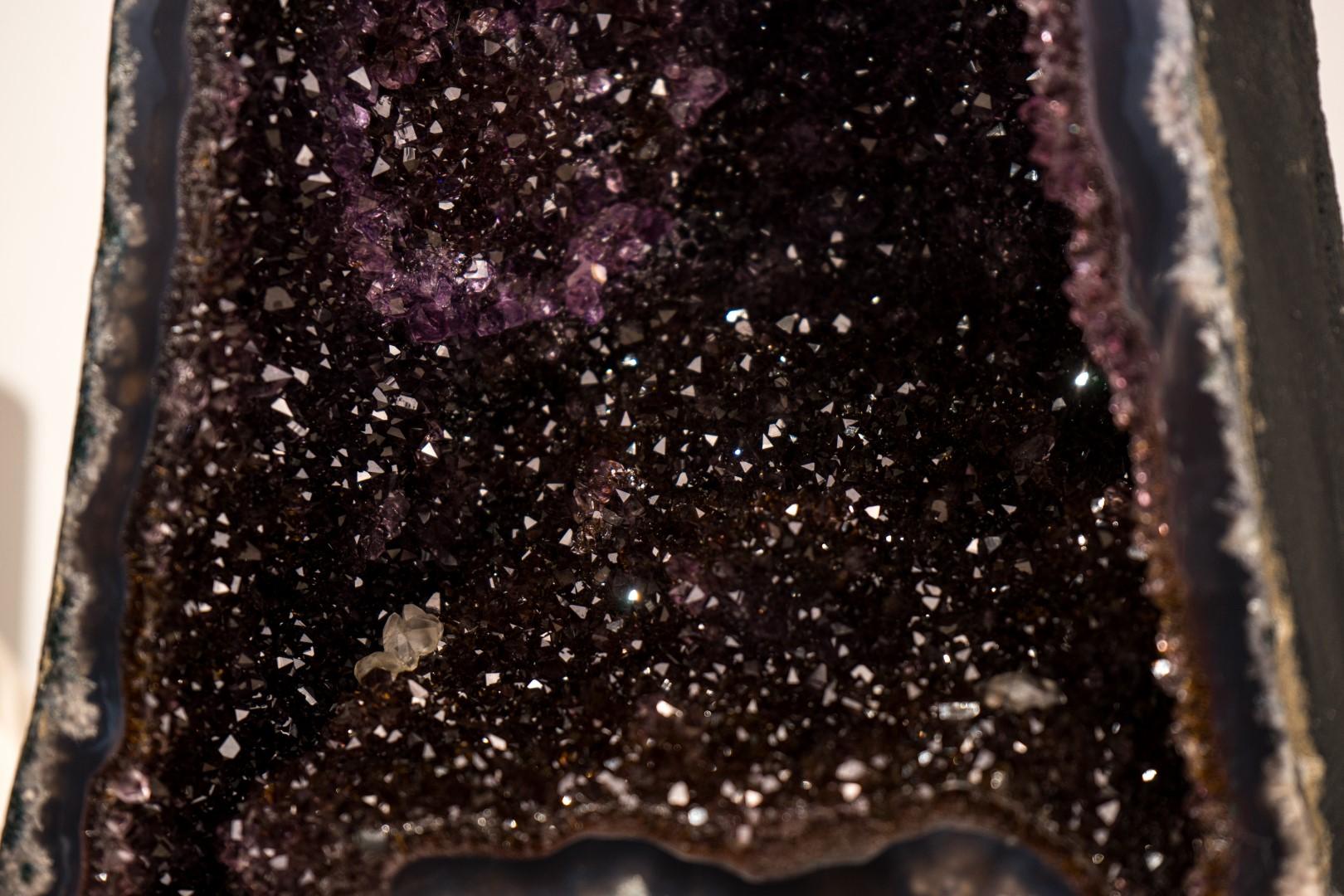Rare Black Galaxy Amethyst Geode with Moss Agate Matrix For Sale 1