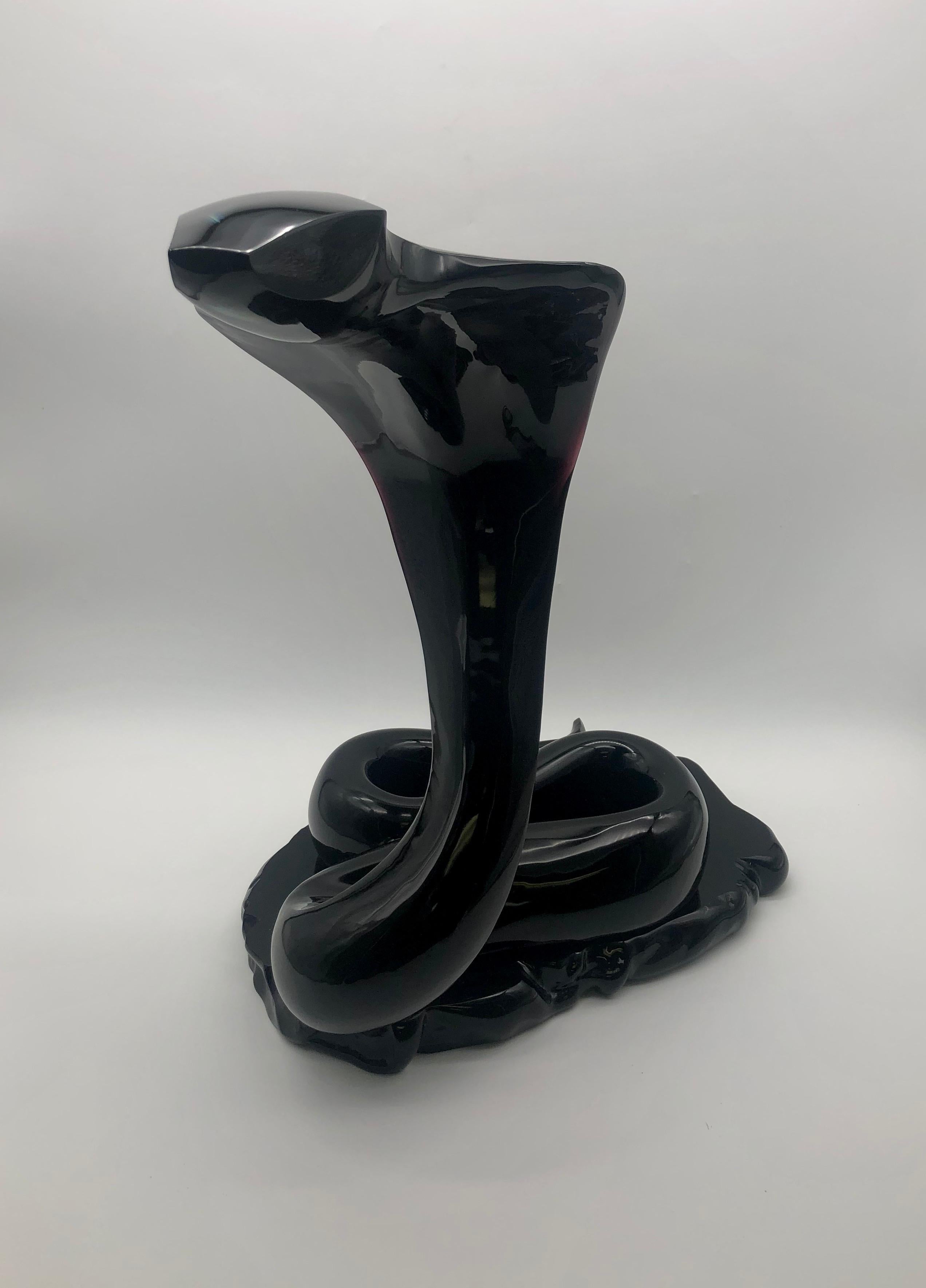 Rare Black Glass King Cobra by Loredano Rosin 3