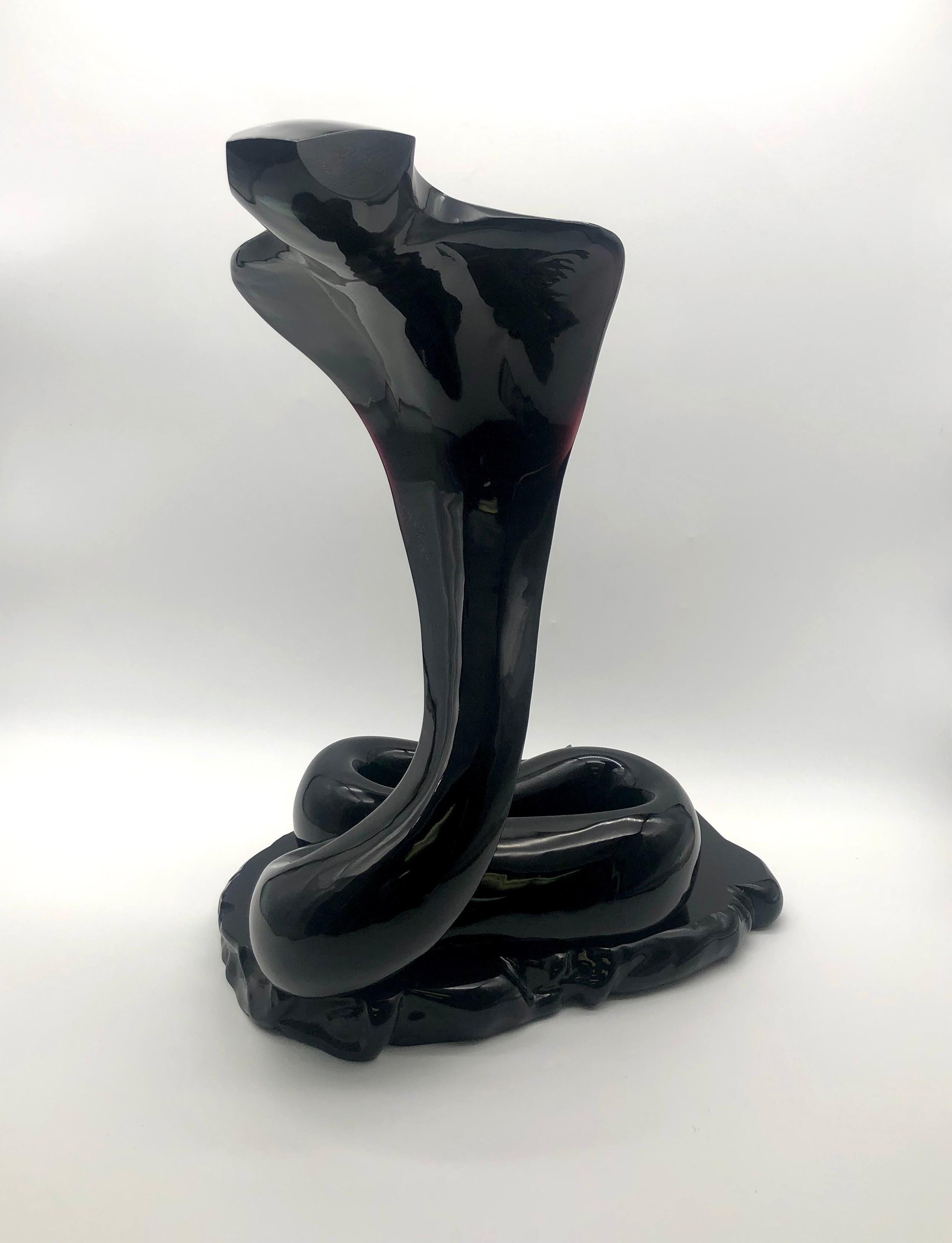 Rare Black Glass King Cobra by Loredano Rosin 4