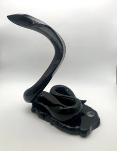 Rare Black Glass King Cobra by Loredano Rosin