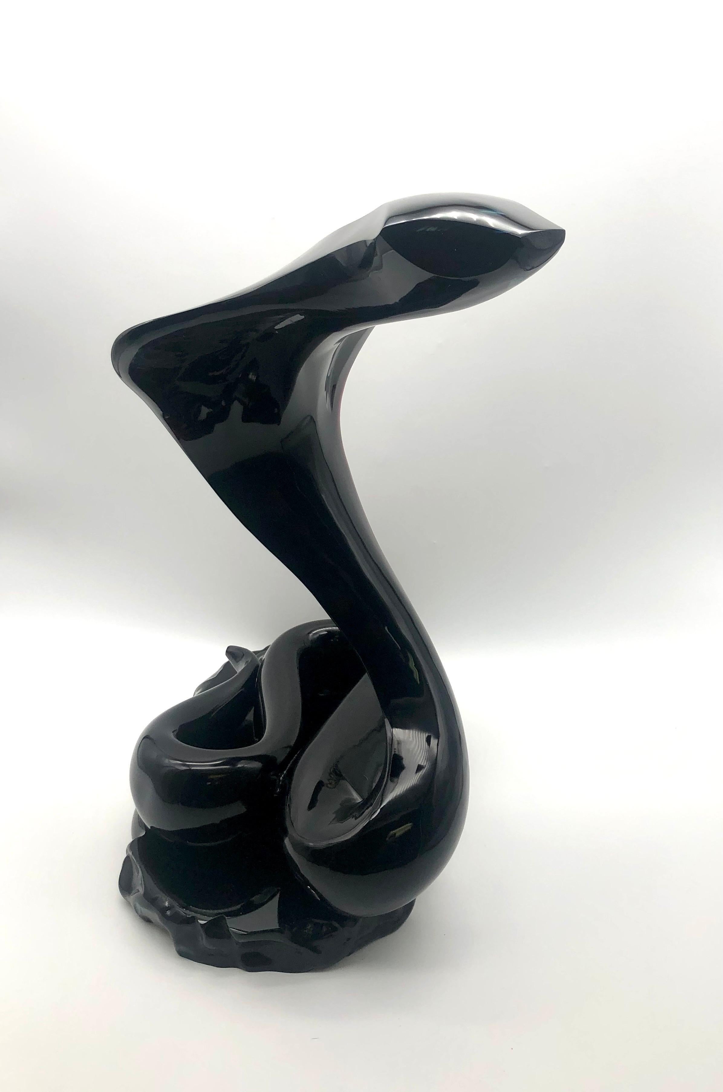 Rare Black Glass King Cobra by Loredano Rosin In Good Condition In Miami, FL