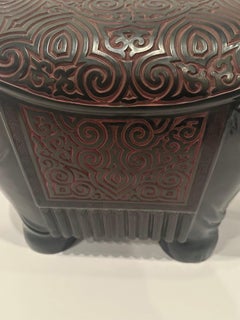 Rare Black Lacquer Carved Wood Elephant Garden Seat End Table with Brass Tusks