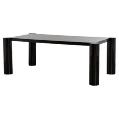 Rare black lacquer column leg dining table by Lella Vignelli for Rosenthal