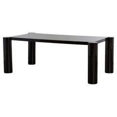 Rara mesa de comedor con patas de columna lacadas en negro de Lella Vignelli para Rosenthal