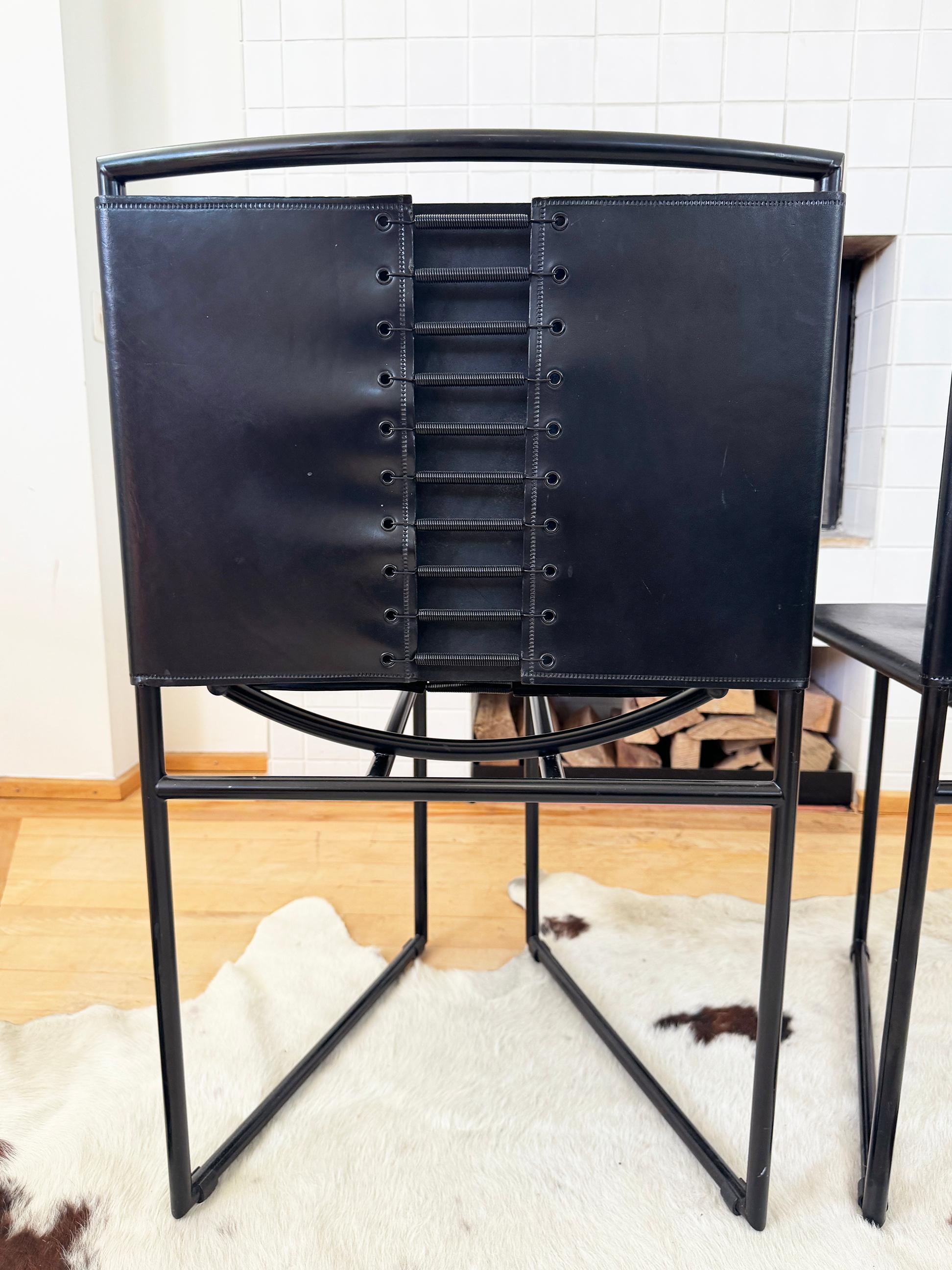 Rare Black Leather Model 91 Chair by Mario Botta for Alias, 1991 For Sale 3