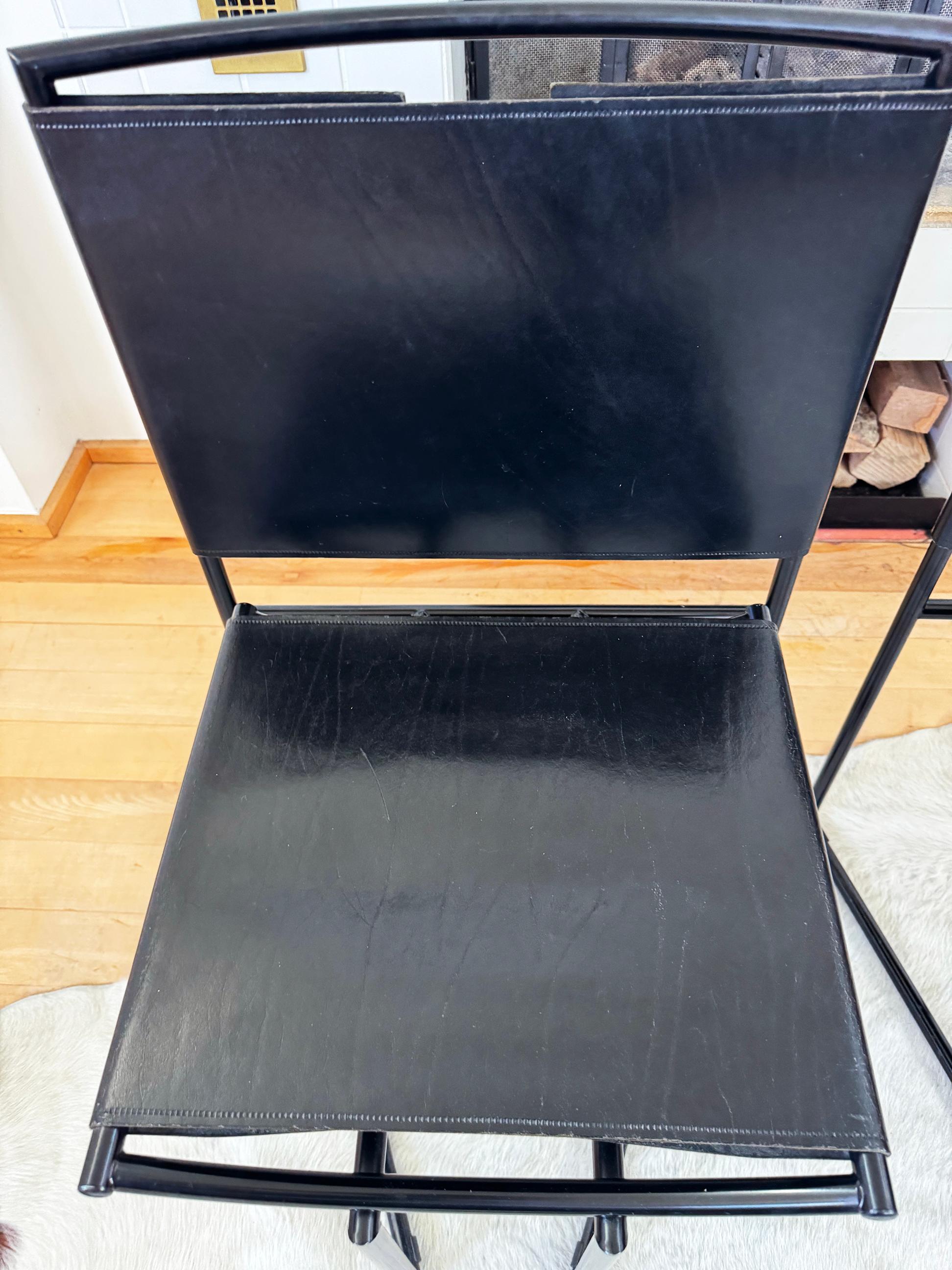 Rare Black Leather Model 91 Chair by Mario Botta for Alias, 1991 In Good Condition For Sale In Basel, BS