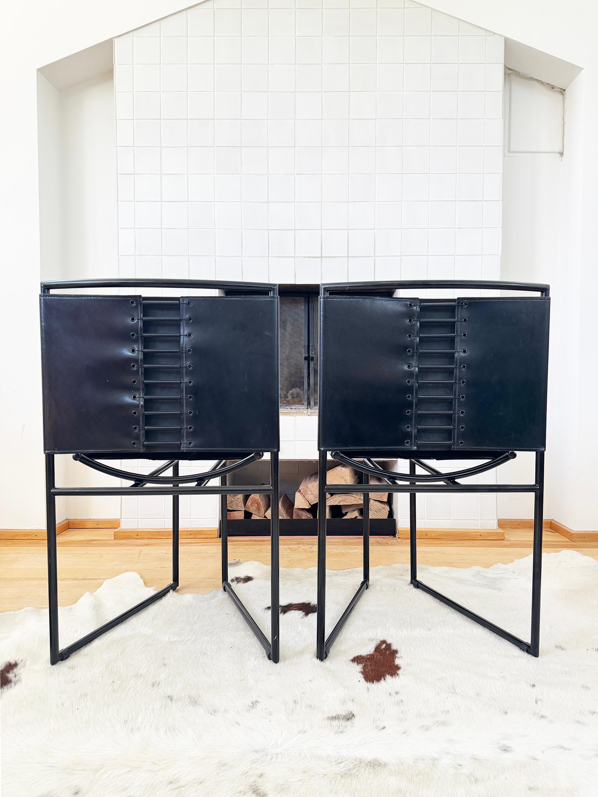 Rare Black Leather Model 91 Chair by Mario Botta for Alias, 1991 For Sale 1