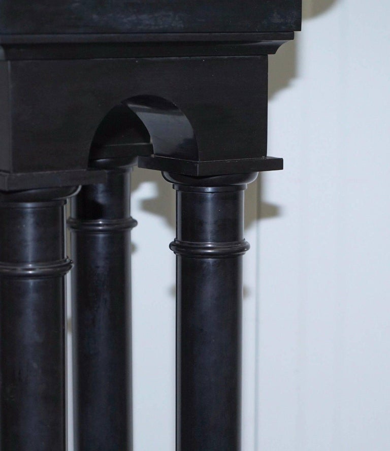 Rare Black Marble Four Pillar Column Stand with Rotating Top for Busts