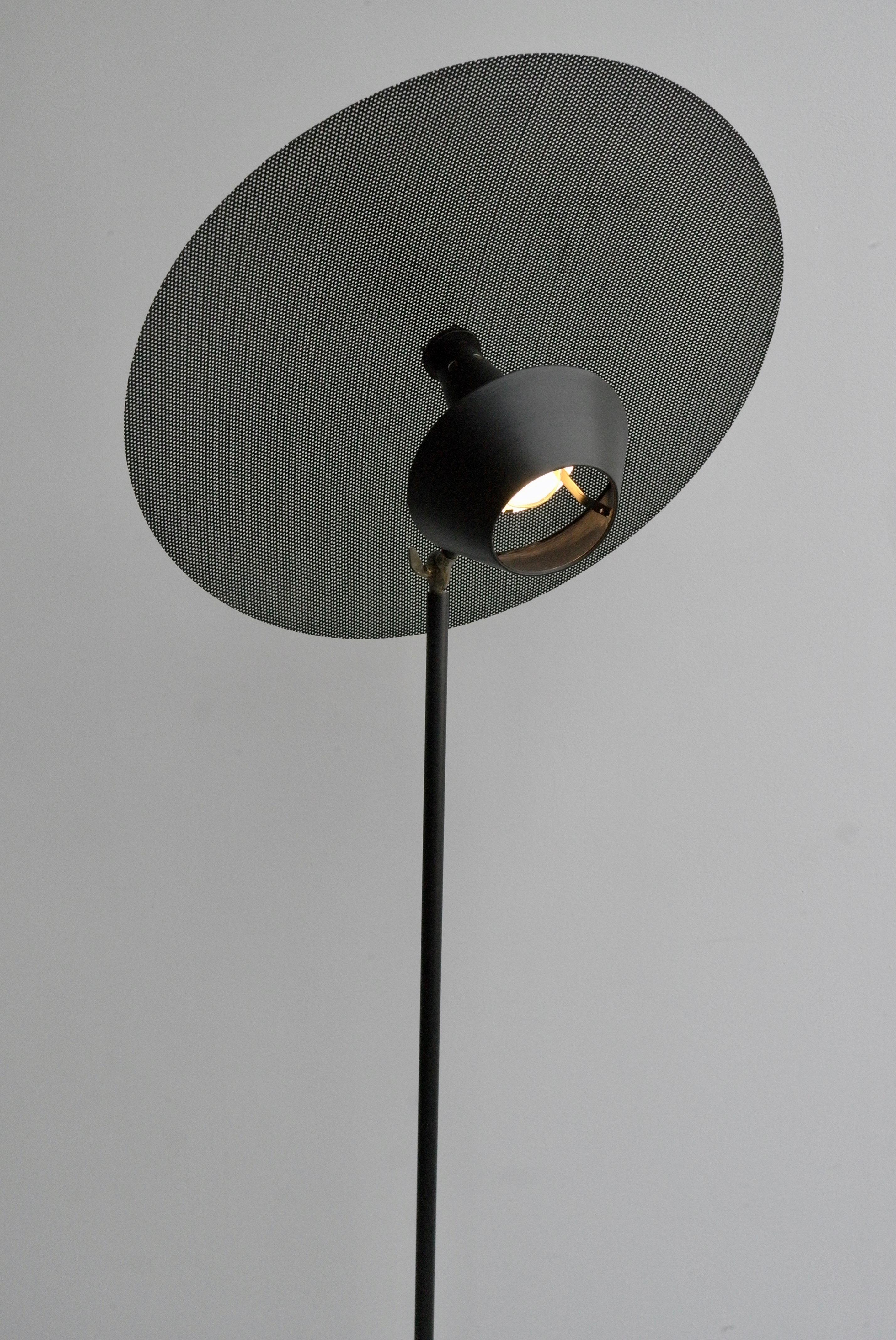Dutch Rare Black Metal floorlamp by Louis Kalff, The Netherlands 1960's For Sale