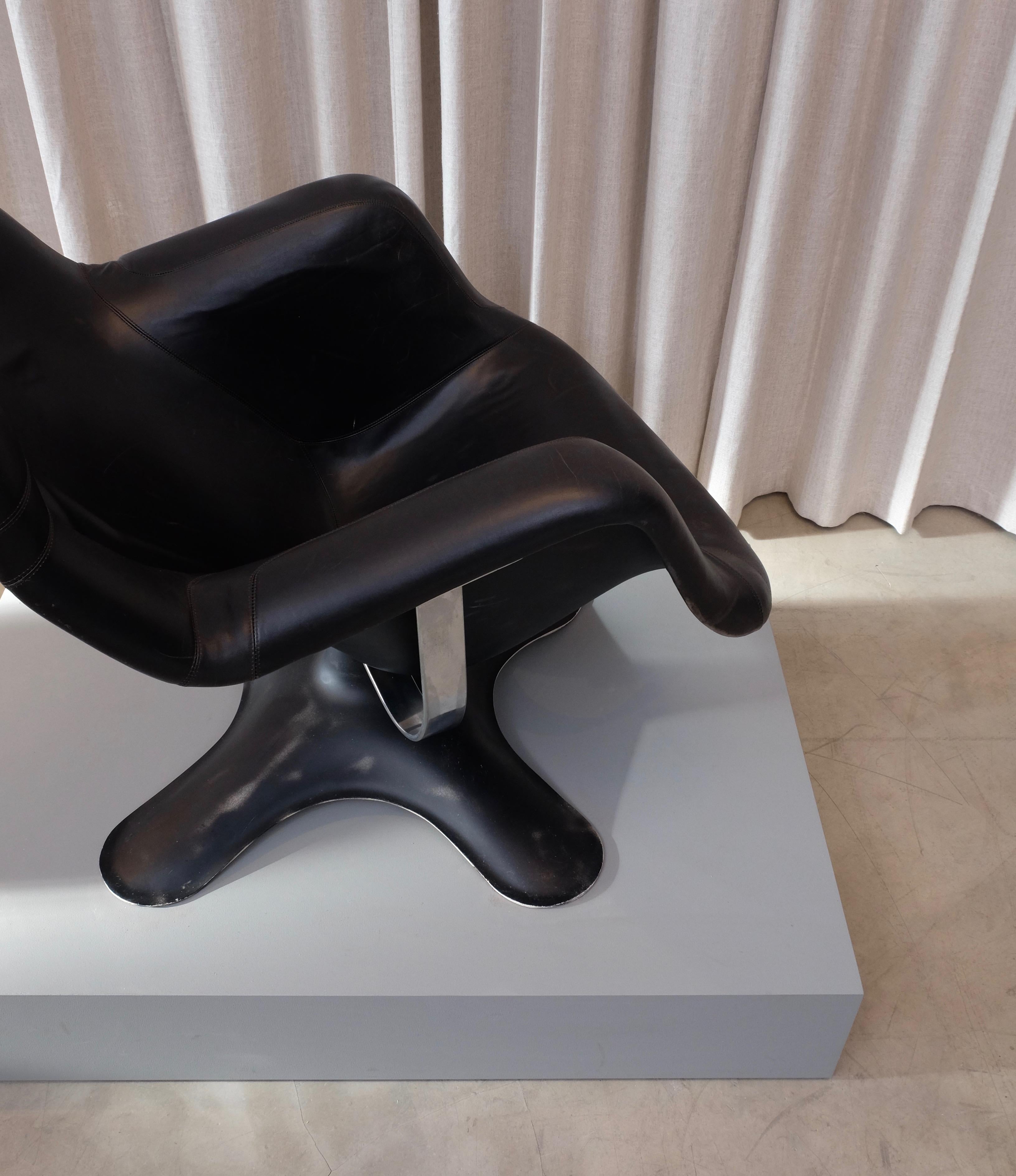 Rare chaise Karuselli noire du milieu du siècle dernier par Yrjö Kukkapuro pour Haimi, années 1960 en vente 2