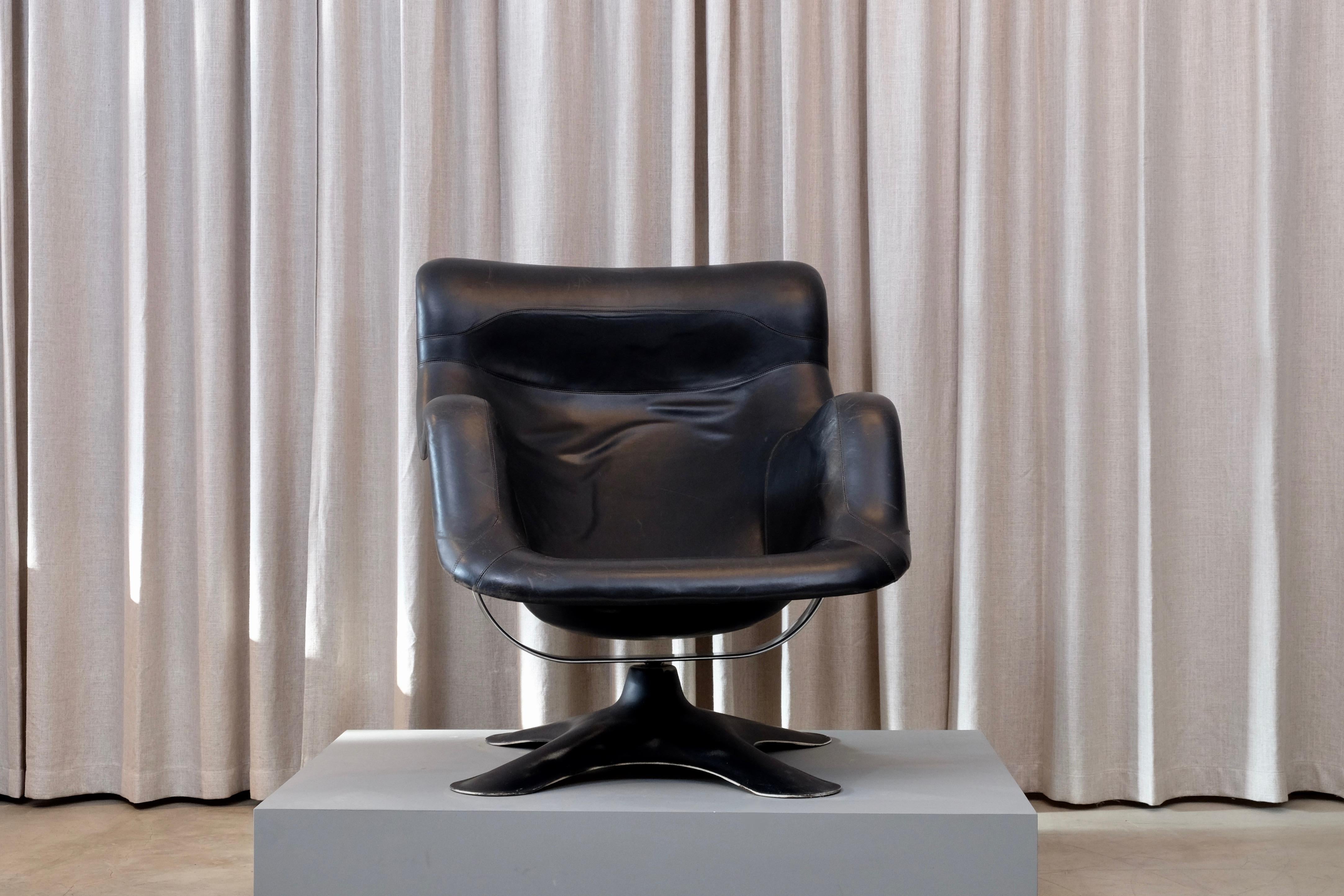 Finnish Rare Black Midcentury Karuselli Chair by Yrjö Kukkapuro for Haimi, 1960s For Sale