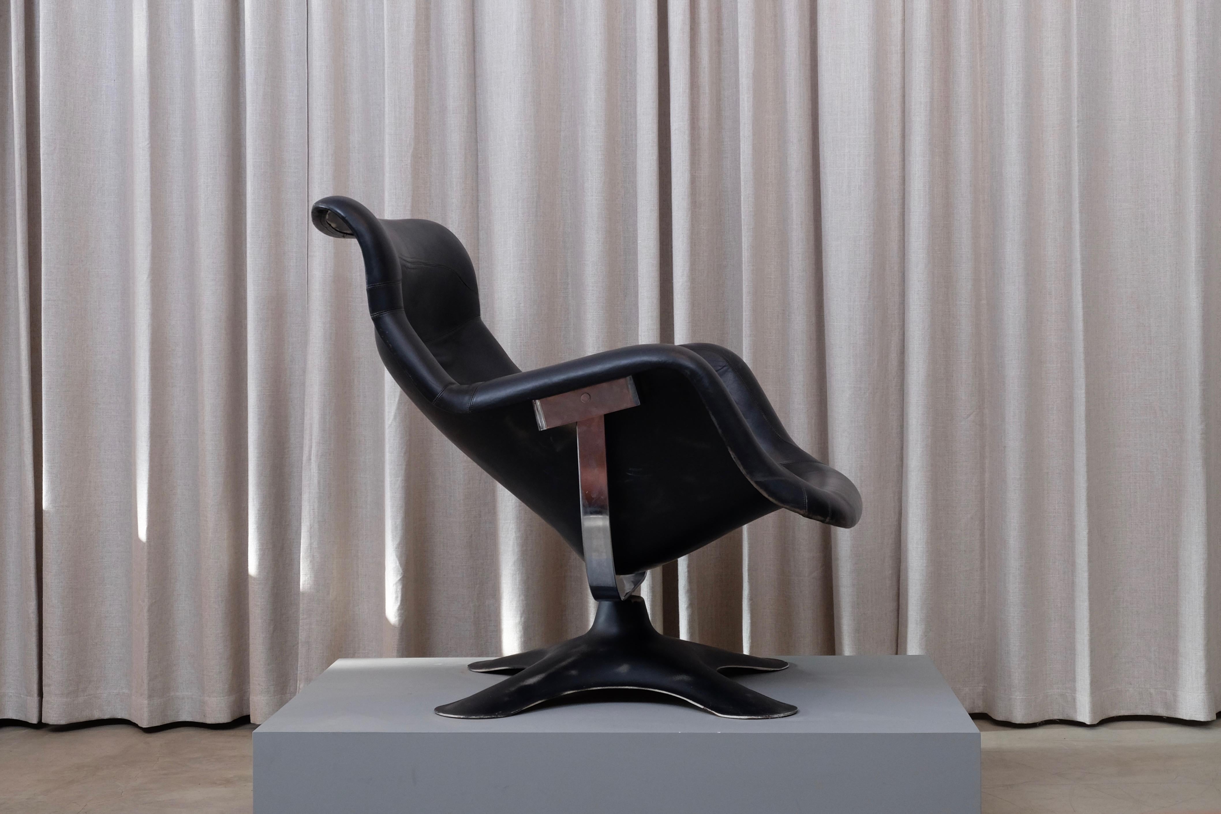 Rare Black Midcentury Karuselli Chair by Yrjö Kukkapuro for Haimi, 1960s In Good Condition For Sale In Stockholm, SE