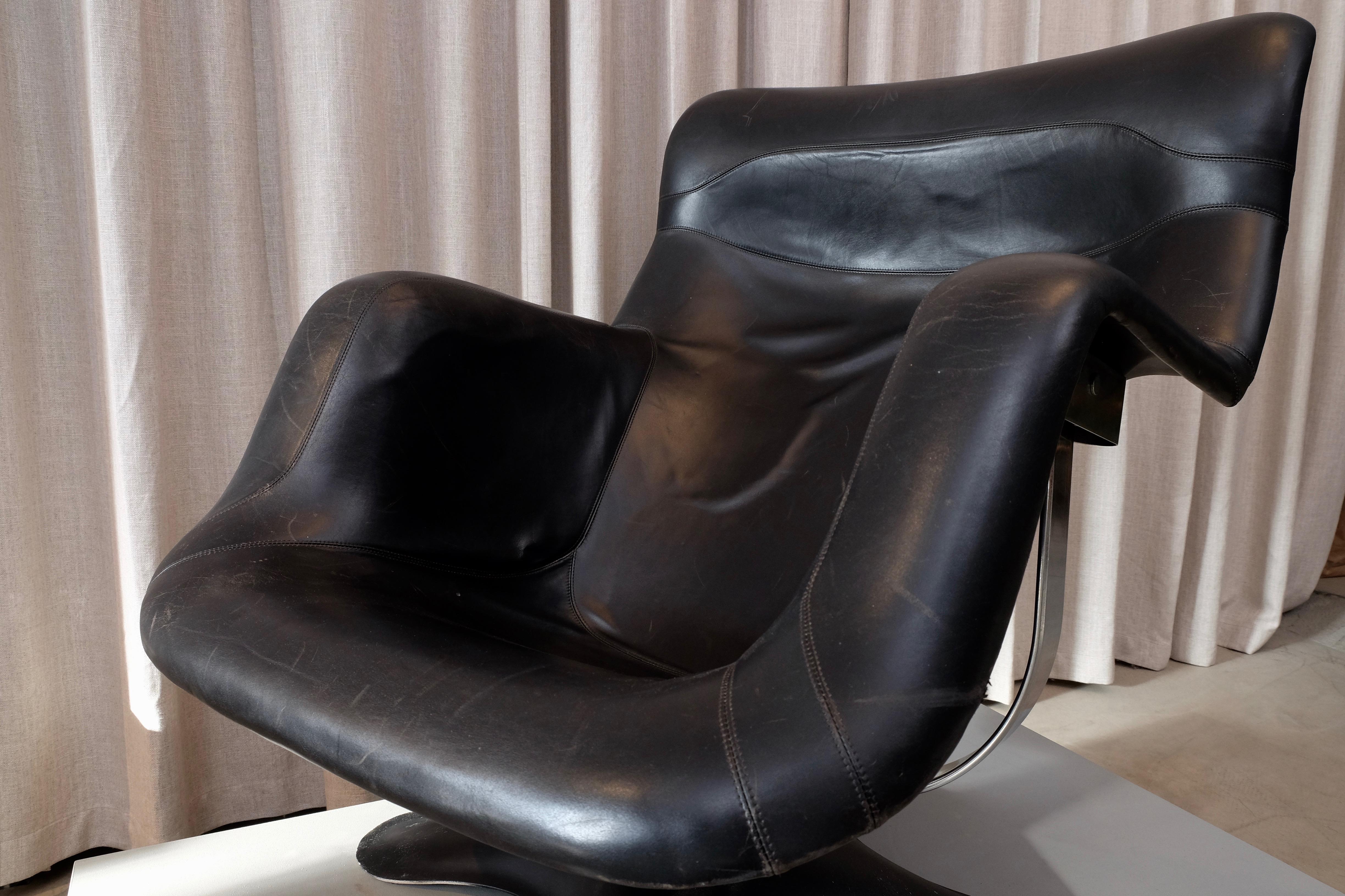 Chrome Rare Black Midcentury Karuselli Chair by Yrjö Kukkapuro for Haimi, 1960s For Sale