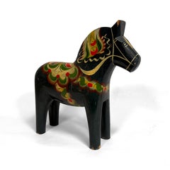 Rare Black Oversize Swedish Dala Horse