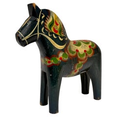 Rare Black Oversize Swedish Dala Horse