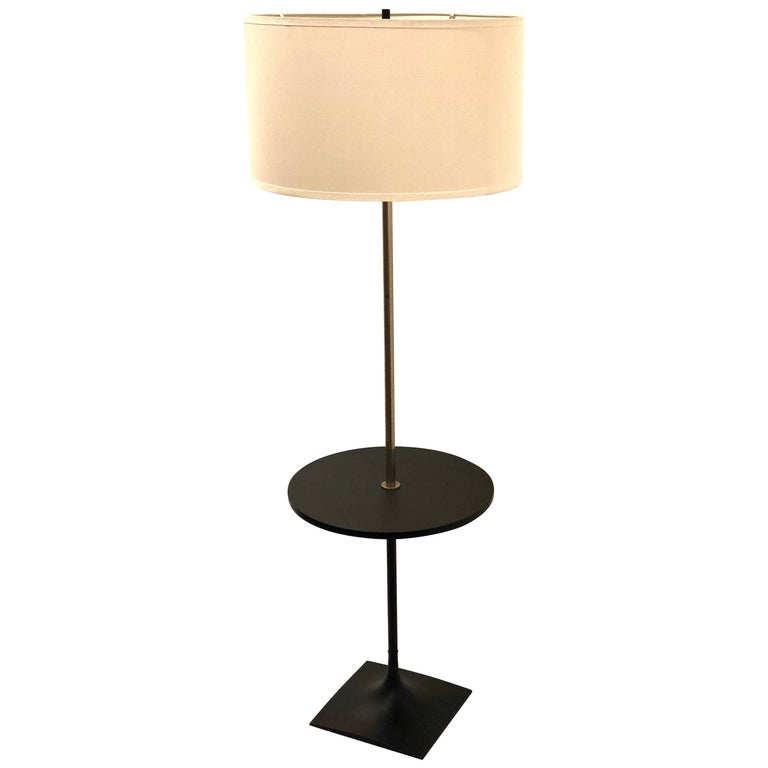 Rare Black Slate and Chrome Table Floor Lamp by Laurel at 1stDibs