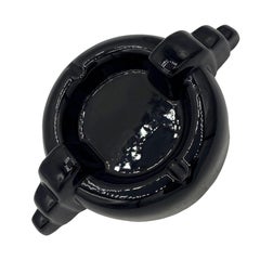 Rare Black Stepped Streamline Art Deco Ceramic Ashtray