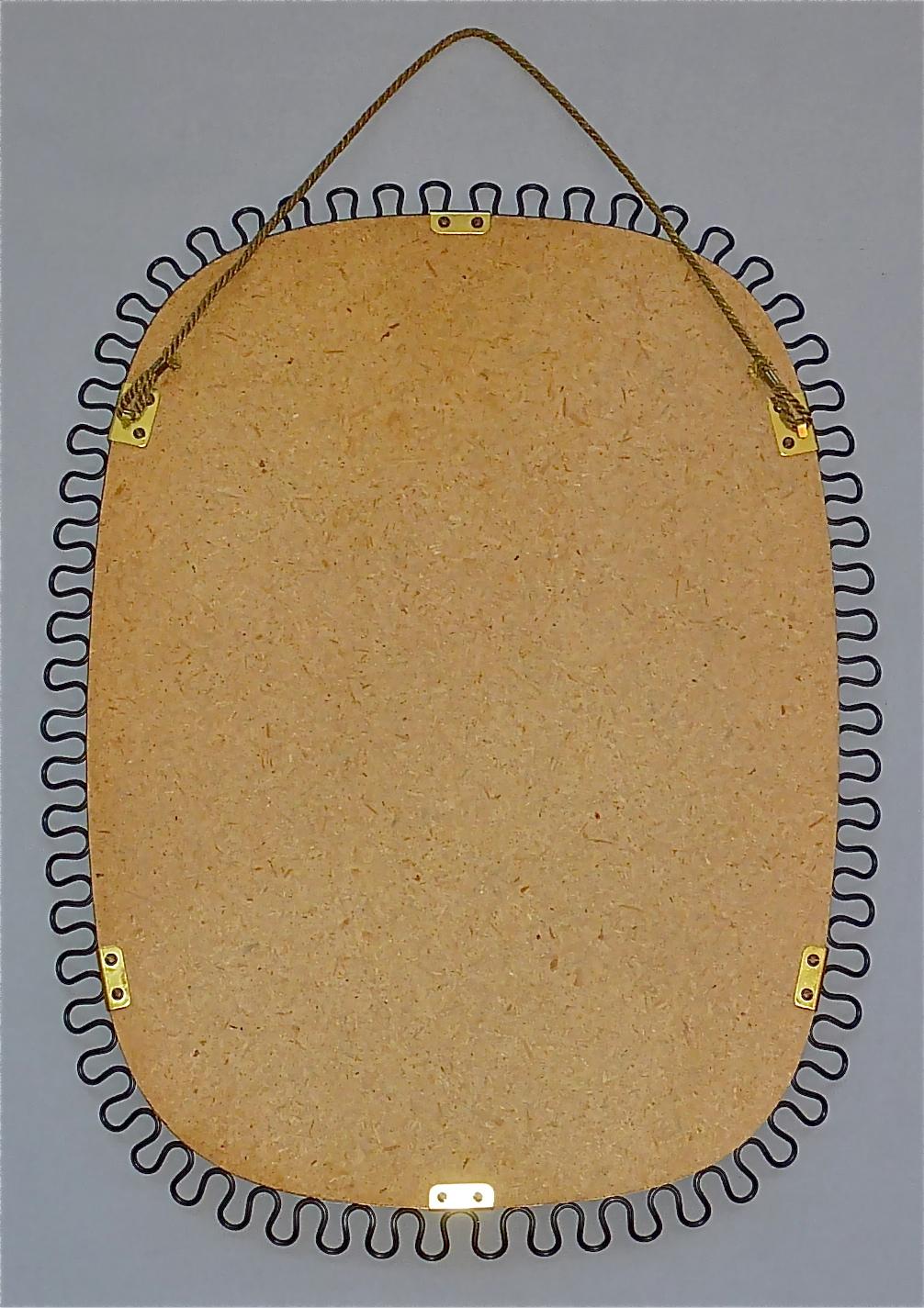 Rare Black Wall Mirror by Josef Frank Svenskt Tenn Austria Sweden Brass, 1950s In Good Condition In Nierstein am Rhein, DE