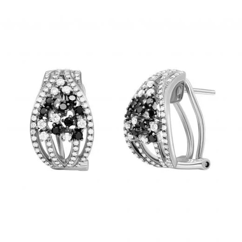 Seltene schwarz-weiße Diamant-Ohrringe aus weißem 14k Gold mit Klappbrisur für ihr (Moderne) im Angebot