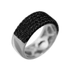 Rare Black White Diamond White 14k Gold Ring for Her