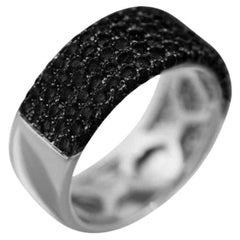 Rare Black White Diamond White 14k Gold Ring for Her