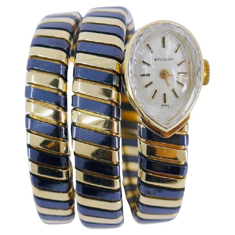 Rare Blackened Gold Bulgari Watch Tubogas Bracelet For Sale