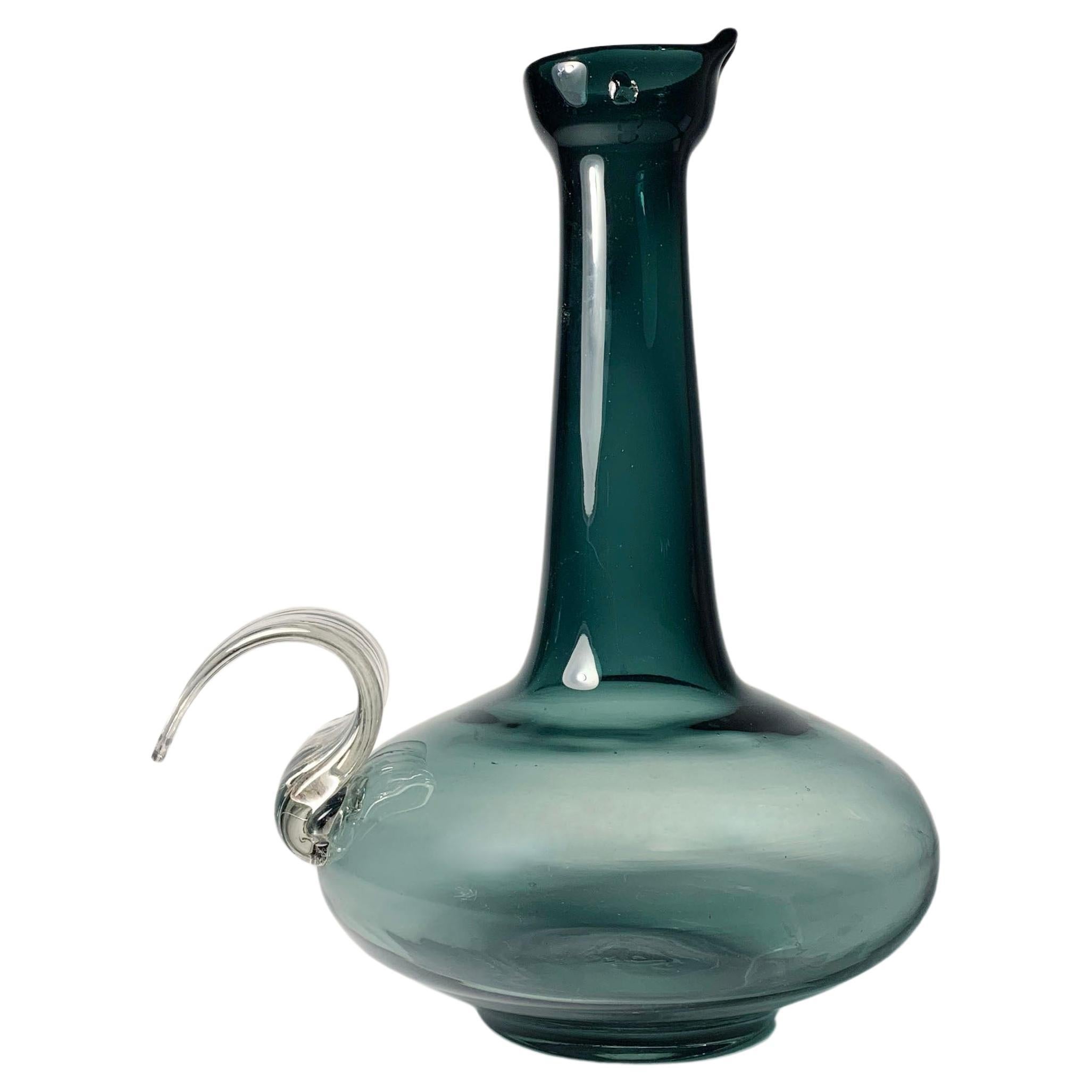 Rare vase oiseau ou coq Blenko 5410 de Wayne Husted in Charcoal
