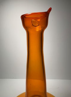 Rare Blenko 5410 Bird or Rooster Vase by Wayne Husted in Tangerine