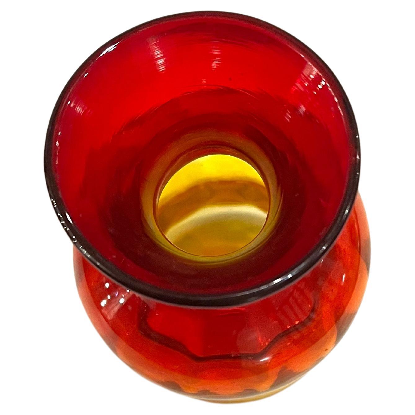 Scandinavian Modern Rare Blenko Amberine Small Mouth Blown Glass Vase For Sale