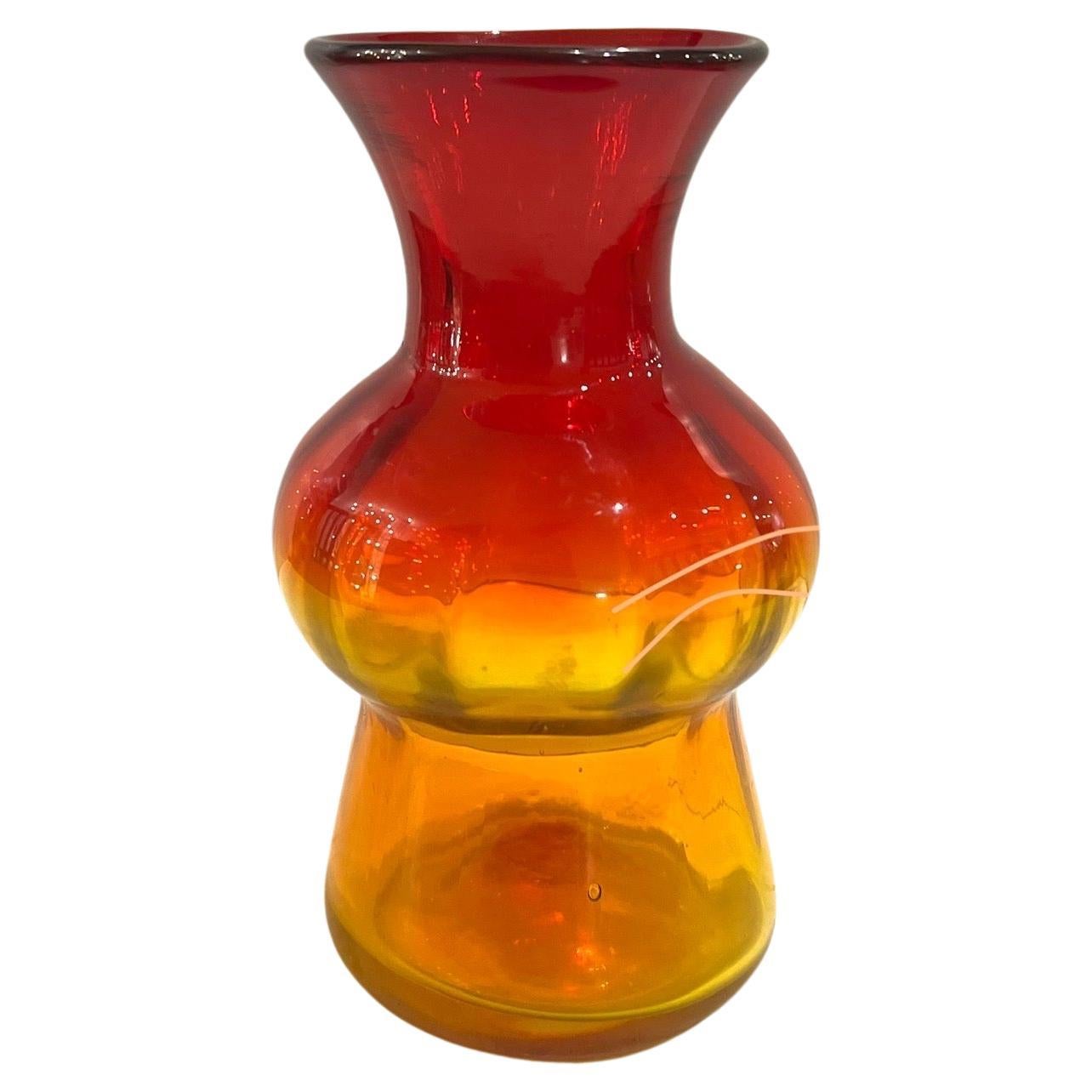 American Rare Blenko Amberine Small Mouth Blown Glass Vase For Sale