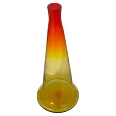 Raro vaso di vetro soffiato Blenko Amberine Tall Mouth 1970's